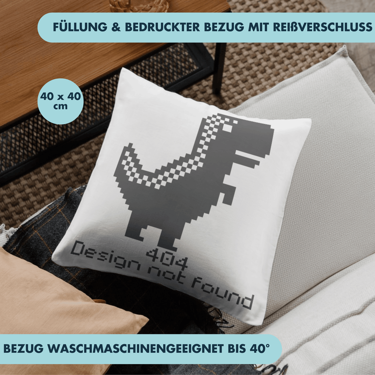 404 Design Not Found Programmierer Deko Kissen