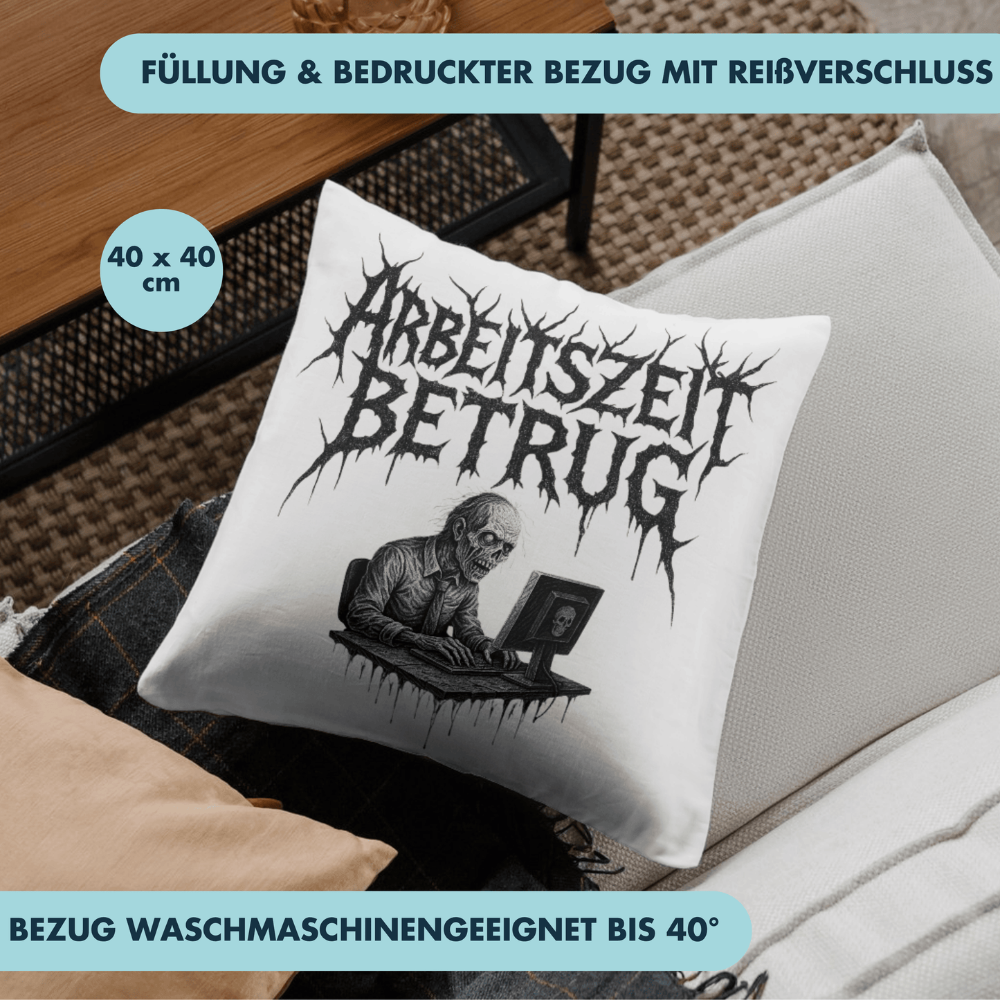 Arbeitszeitbetrug Metal Deko Kissen