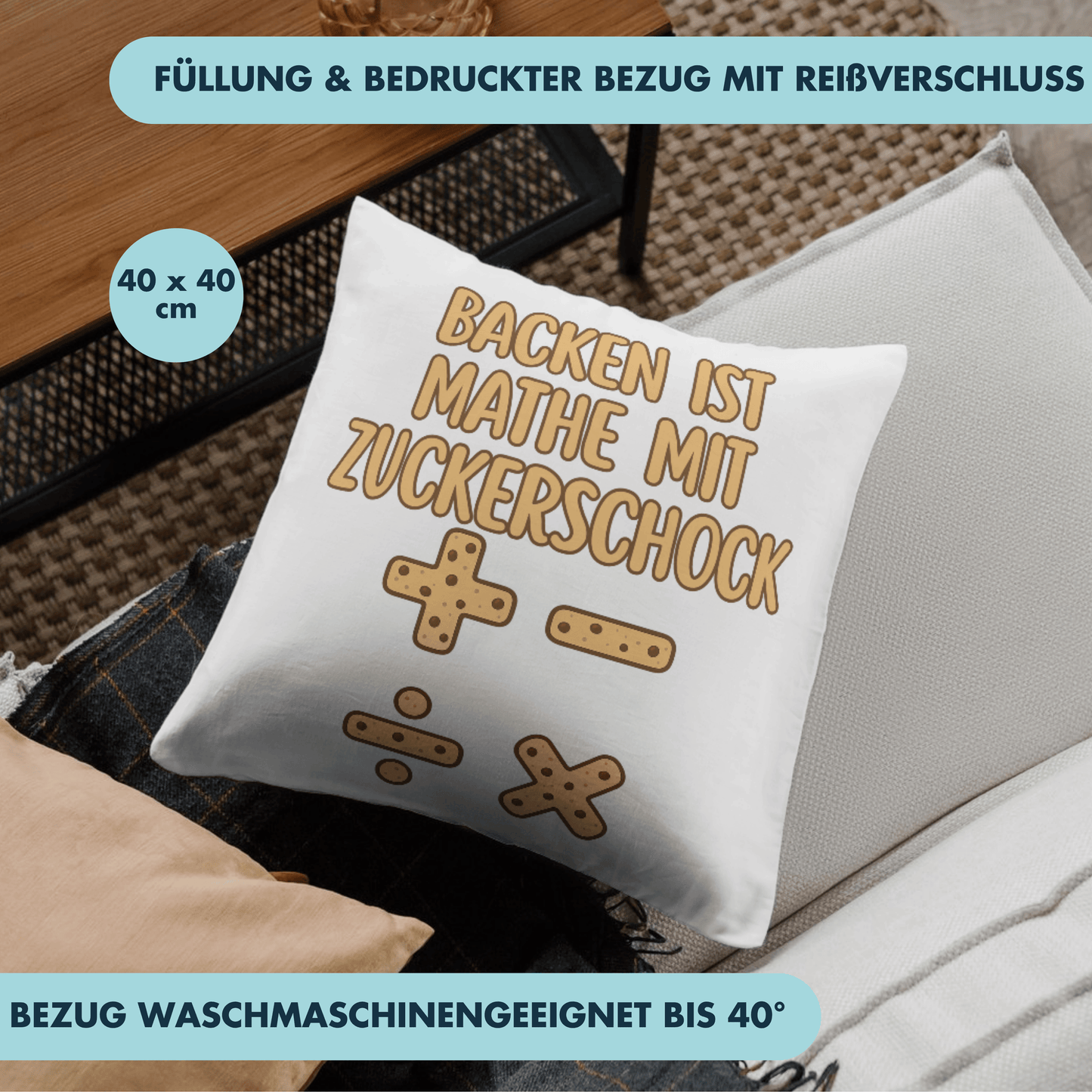 Backen Ist Mathe Mit Zuckerschock Deko Kissen
