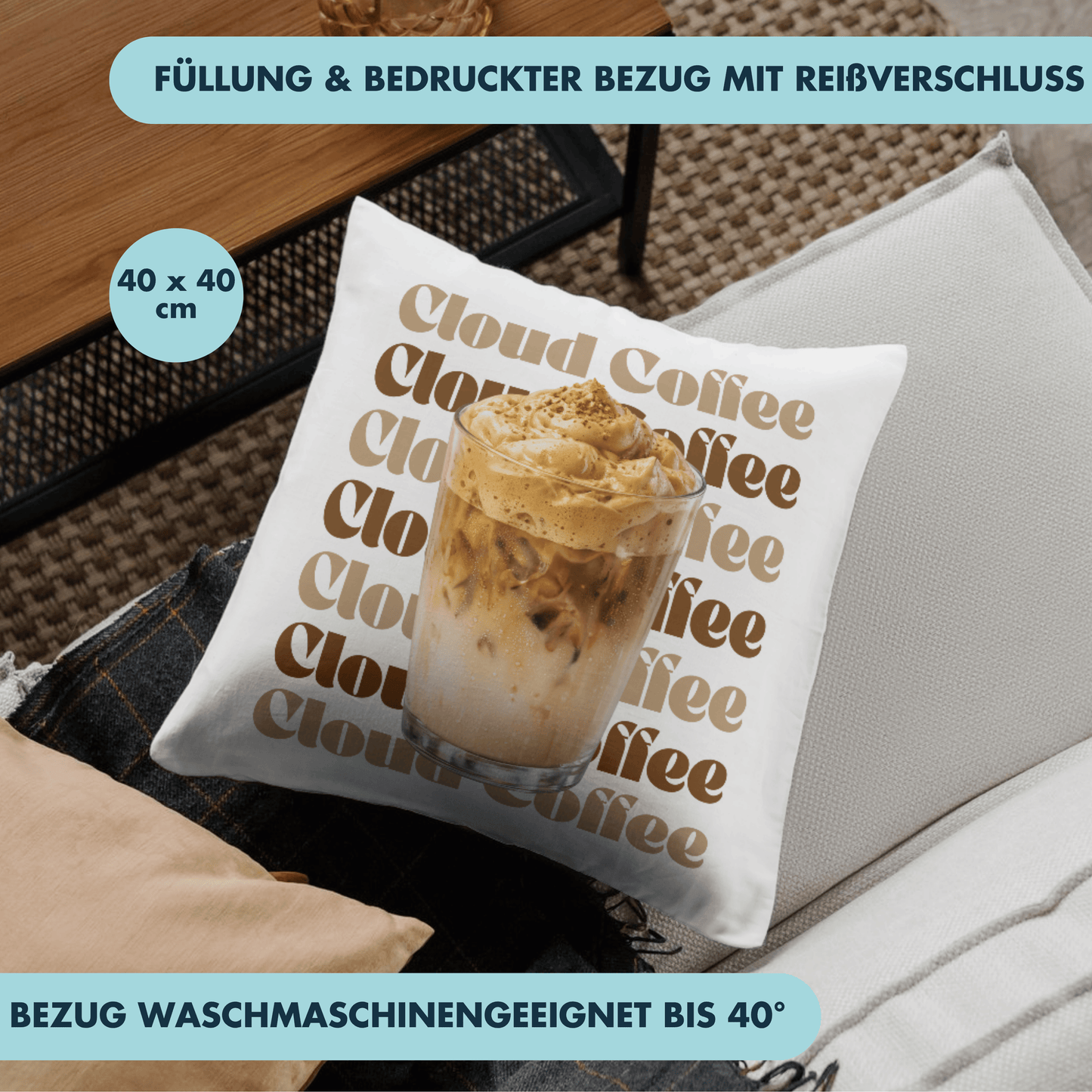 Cloud Coffee Deko Kissen