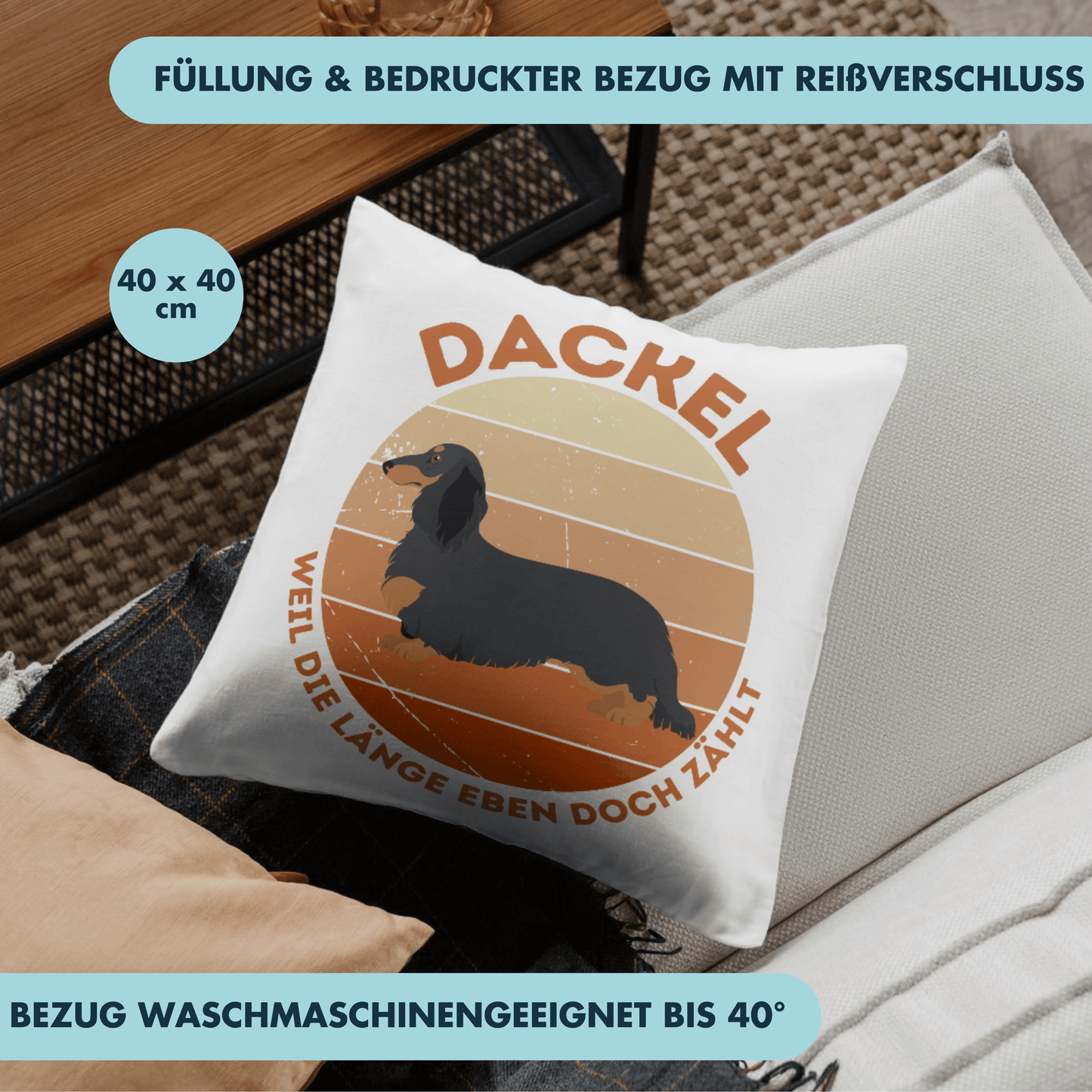 Dackel Weil Die Länge Eben Doch Zählt Doppeldeutig Deko Kissen