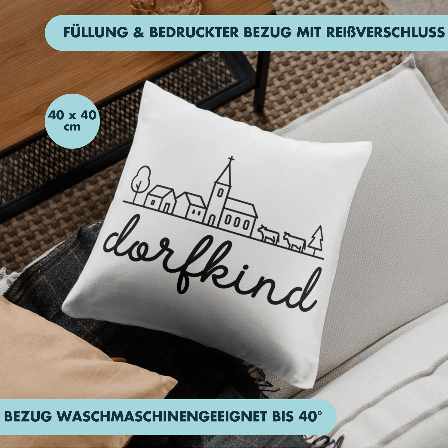 Dorfkind Skyline Heimat Deko Kissen