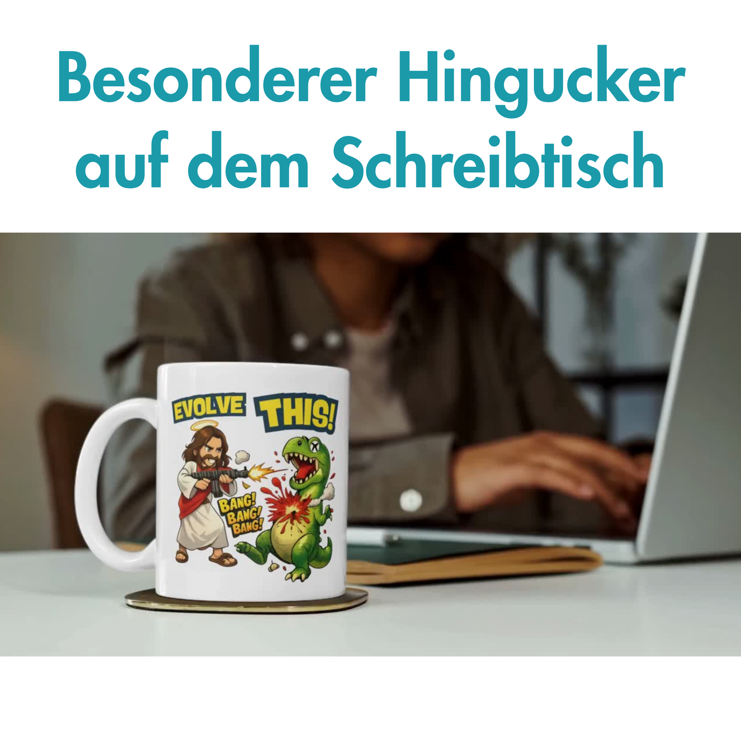 Evolve This Jesus T-Rex Kaffee Tasse