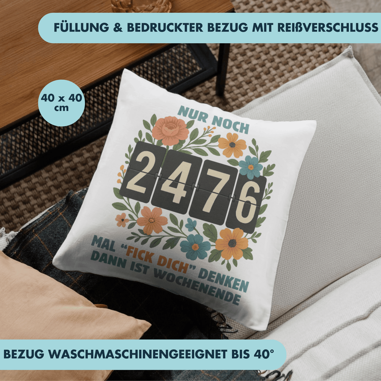 Nur Noch 2476 Mal Fick Dich Denken Dann Ist Wochenende Deko Kissen