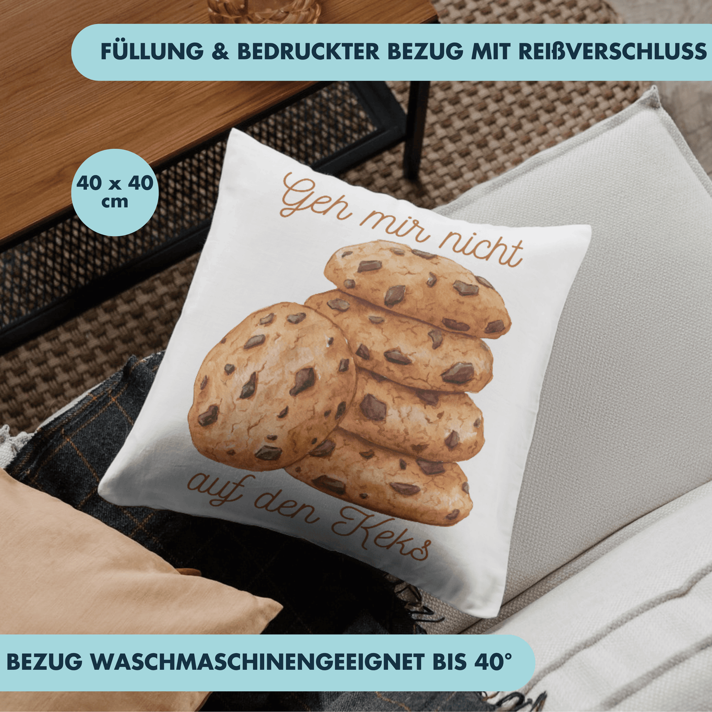 Geh Mir Nicht Auf Den Keks Cookie Deko Kissen
