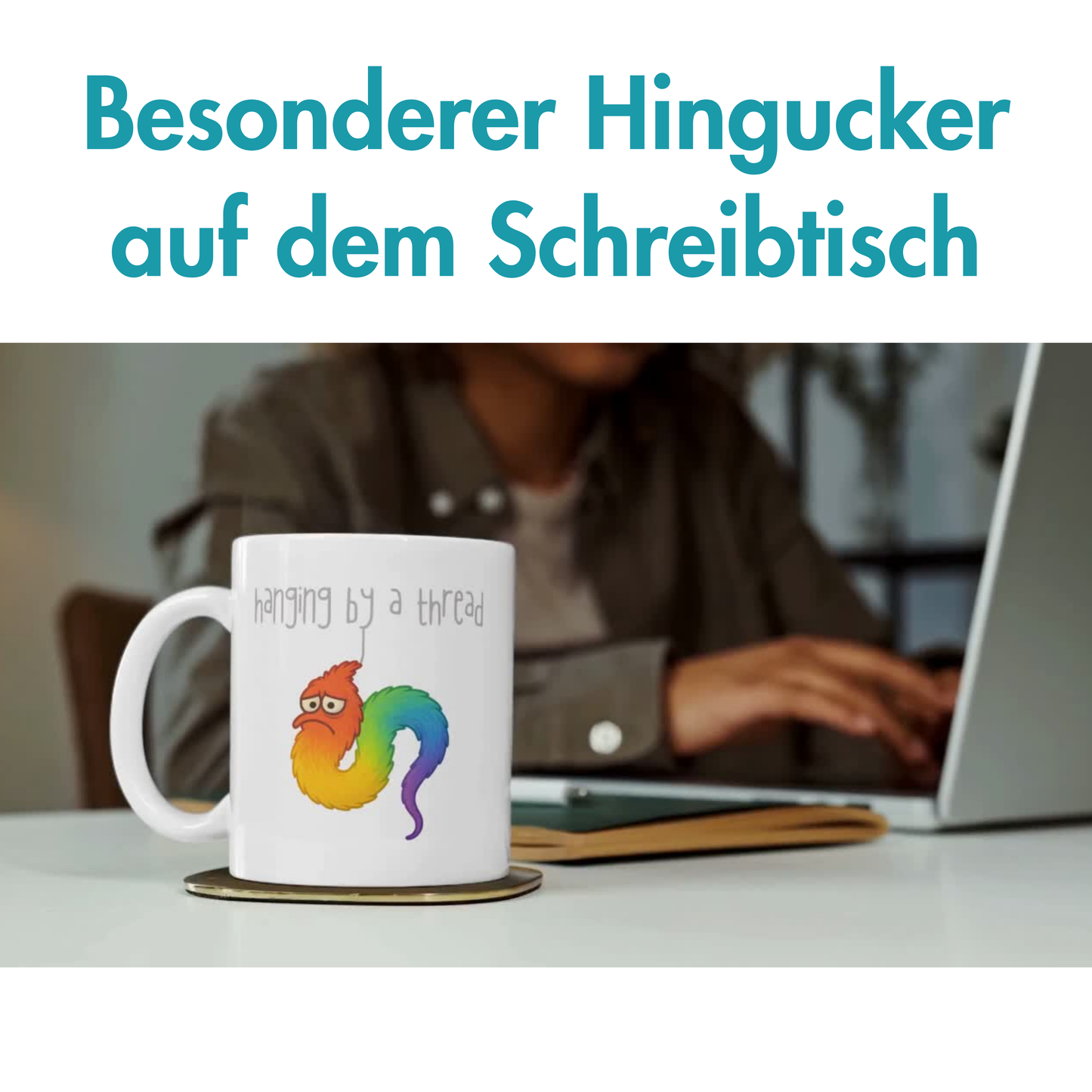 Hanging By A Thread Worm Meme Kaffee Tasse