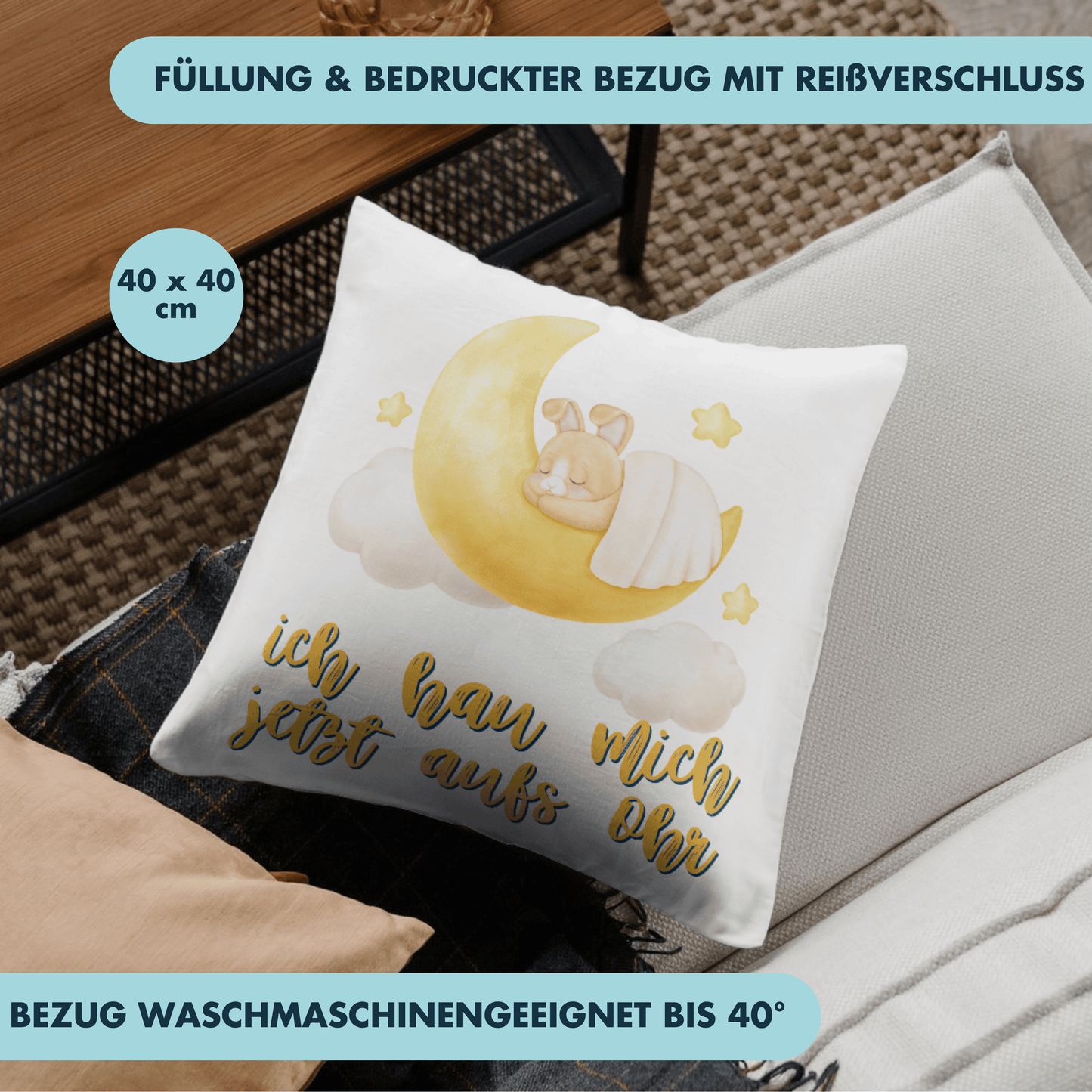 Ich Hau Mich Jetzt Aufs Ohr Hase Süß Deko Kissen