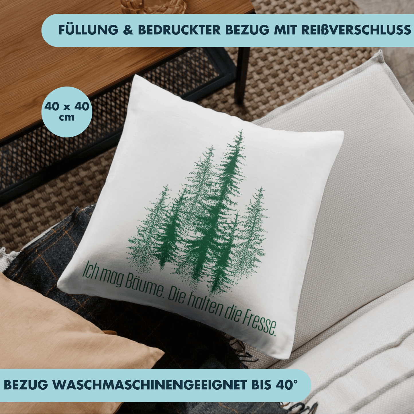 Ich Mag Bäume Die Halten Die Fresse Menschenhass Deko Kissen