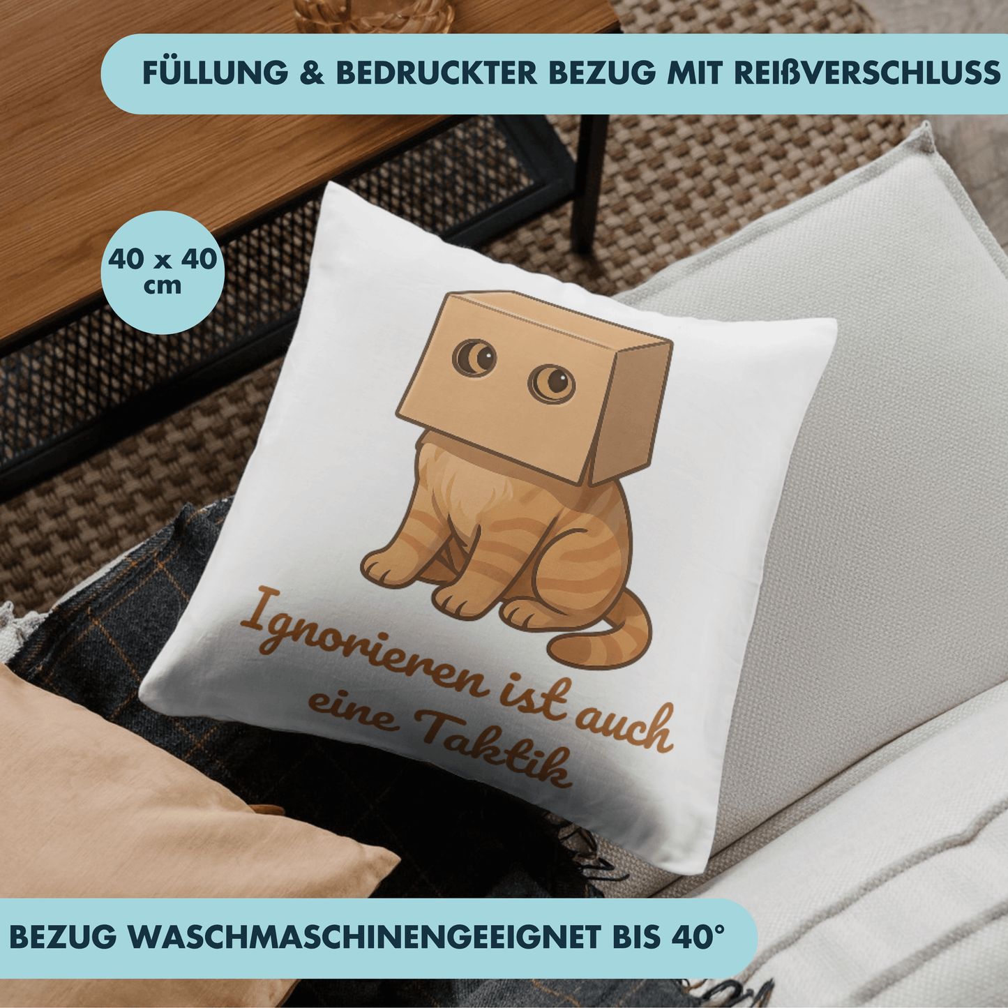 Ignorieren Ist Auch Eine Taktik Katze Deko Kissen
