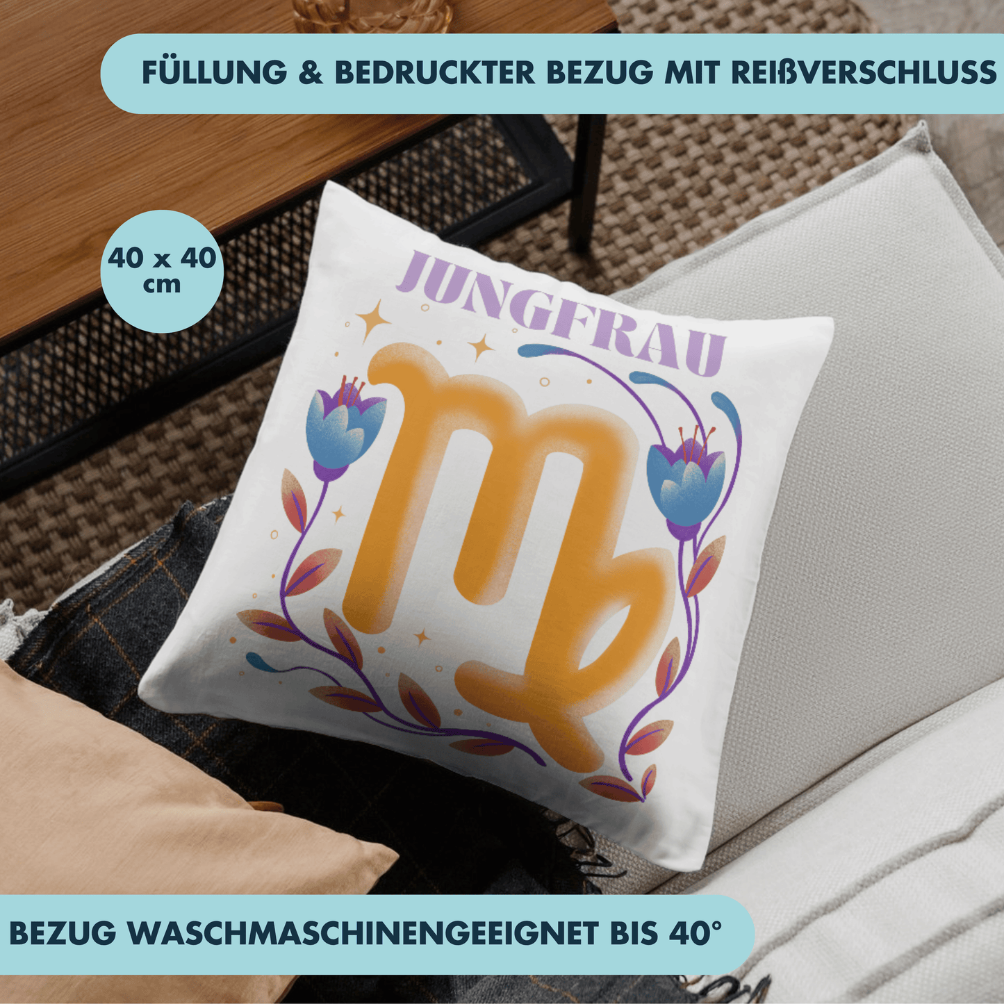 Jungfrau Virgo Sternzeichen Deko Kissen