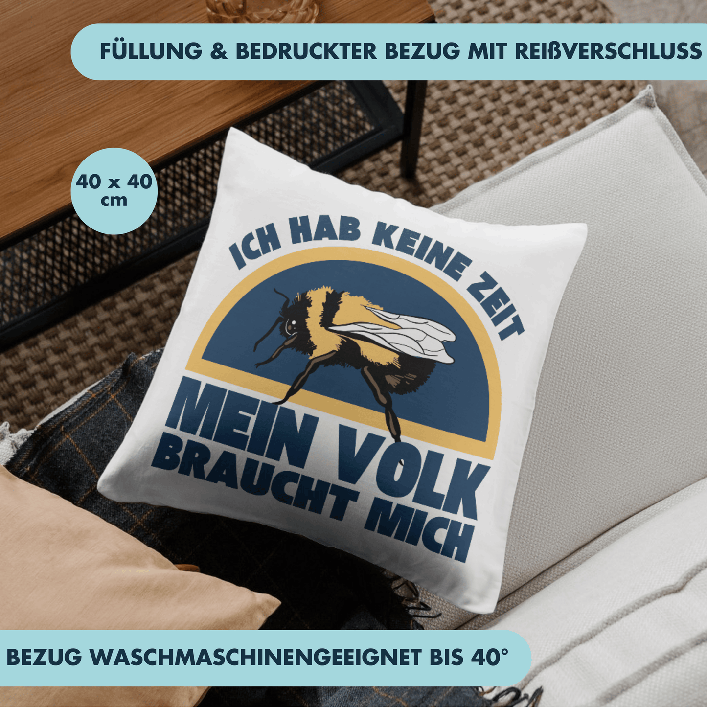 Ich Hab Keine Zeit Mein Volk Braucht Mich Imker Bienen Deko Kissen