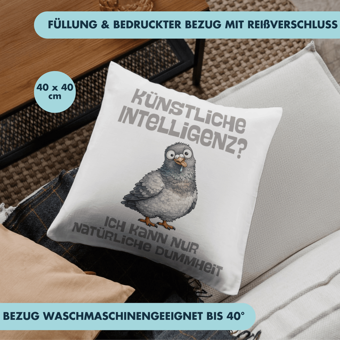 Künstliche Intelligenz? Ich Kann Nur Natürliche Dummheit Deko Kissen
