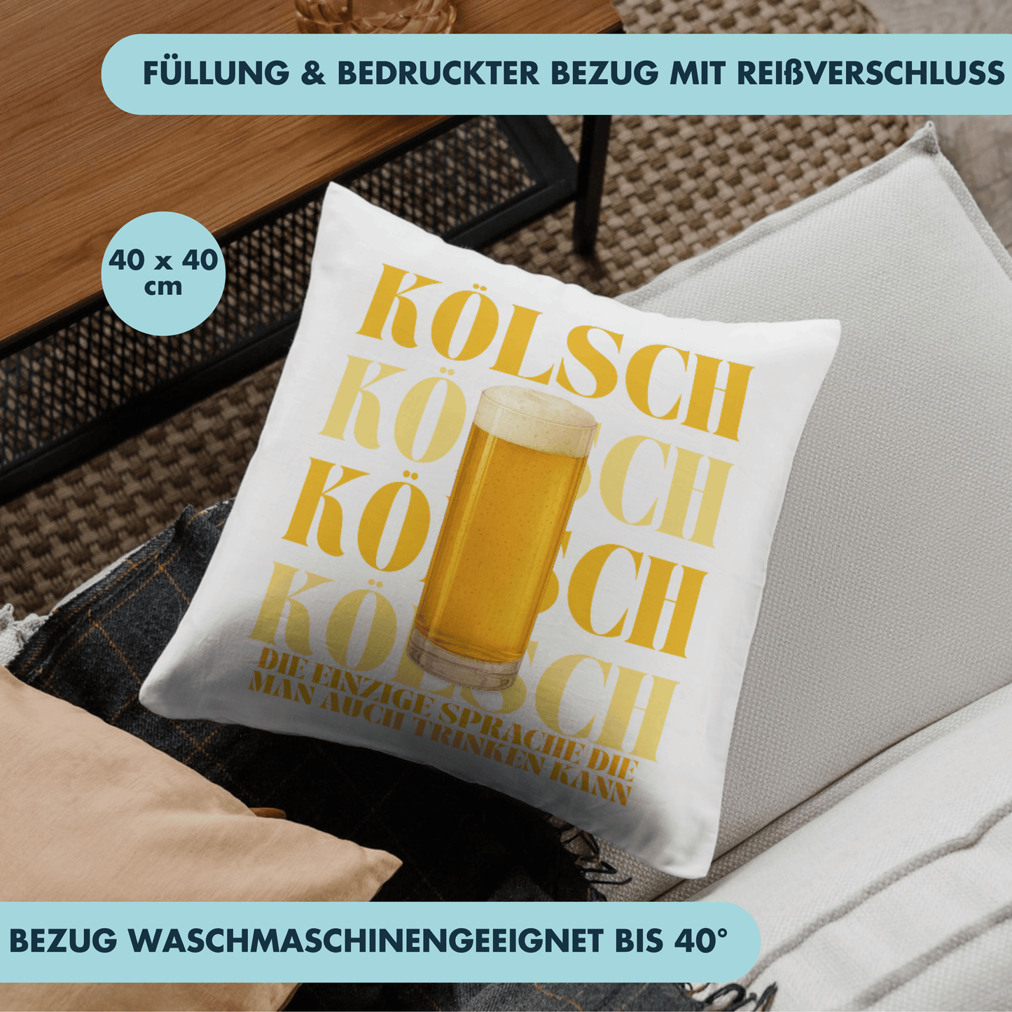 Kölsch Die Einzige Sprache Die Man Auch Trinken Kann Bier Köln Deko Kissen