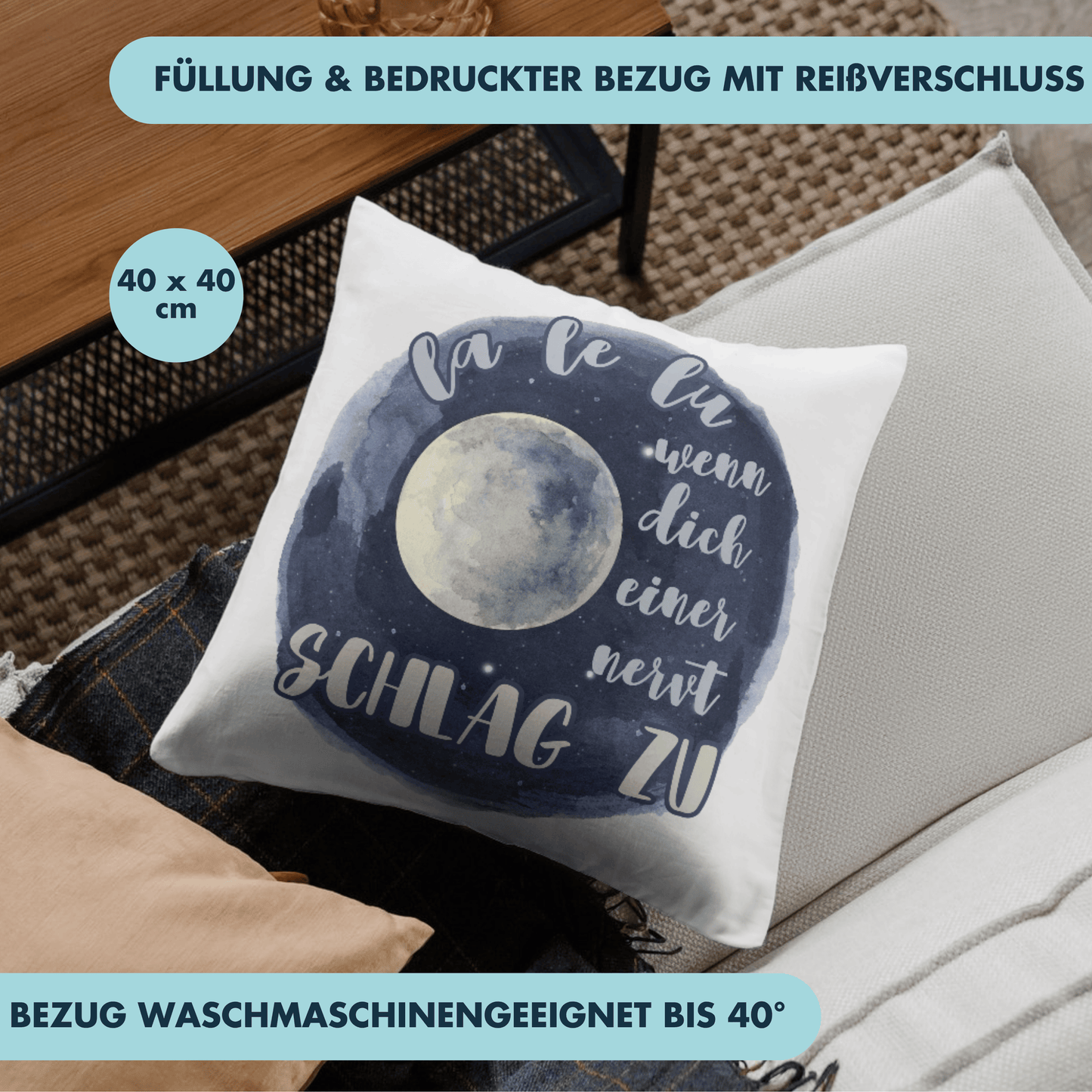 La Le Lu Wenn Dich Einer Nervt Schlag Zu Deko Kissen