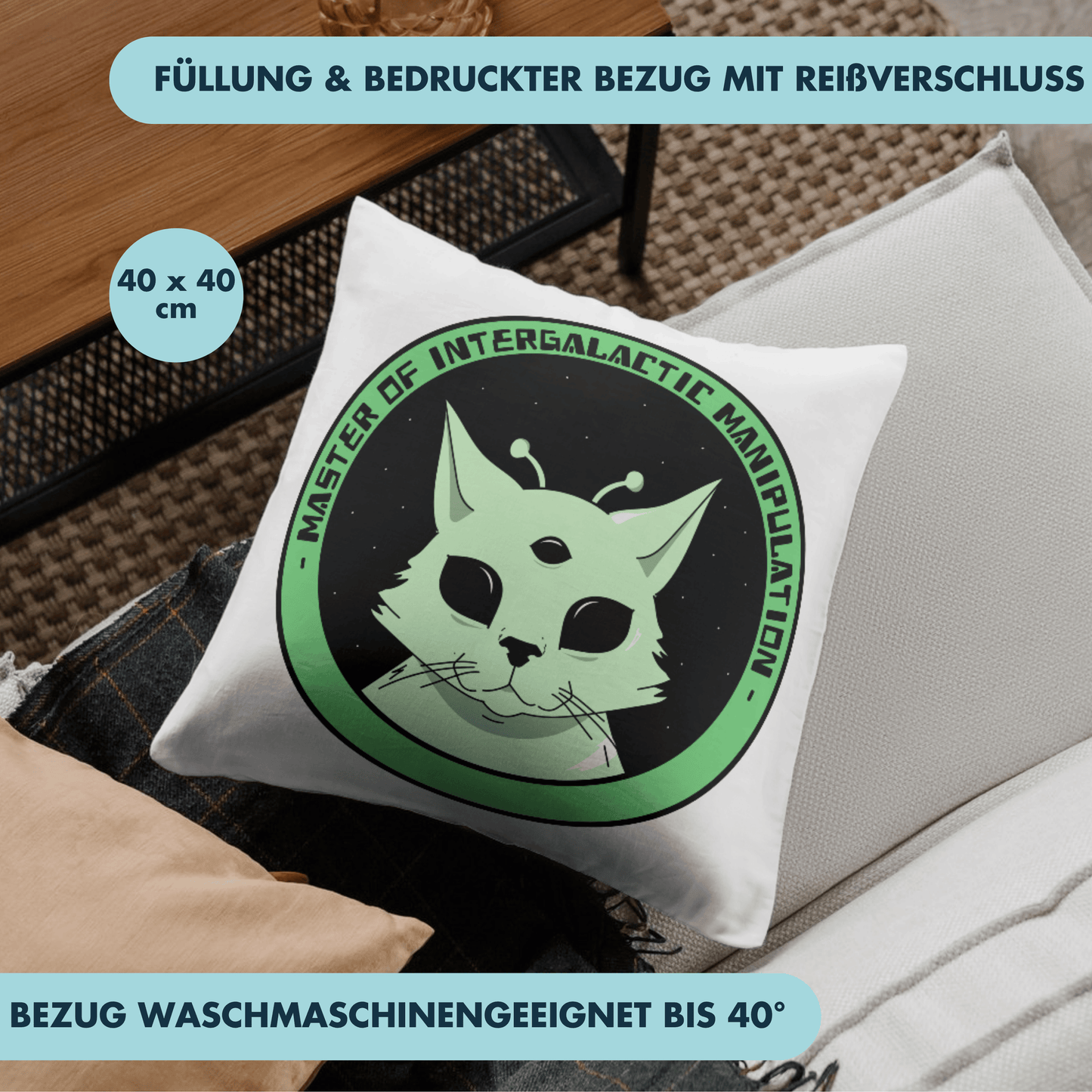 Master of Intergalactic Manipulation Alien Katze Deko Kissen
