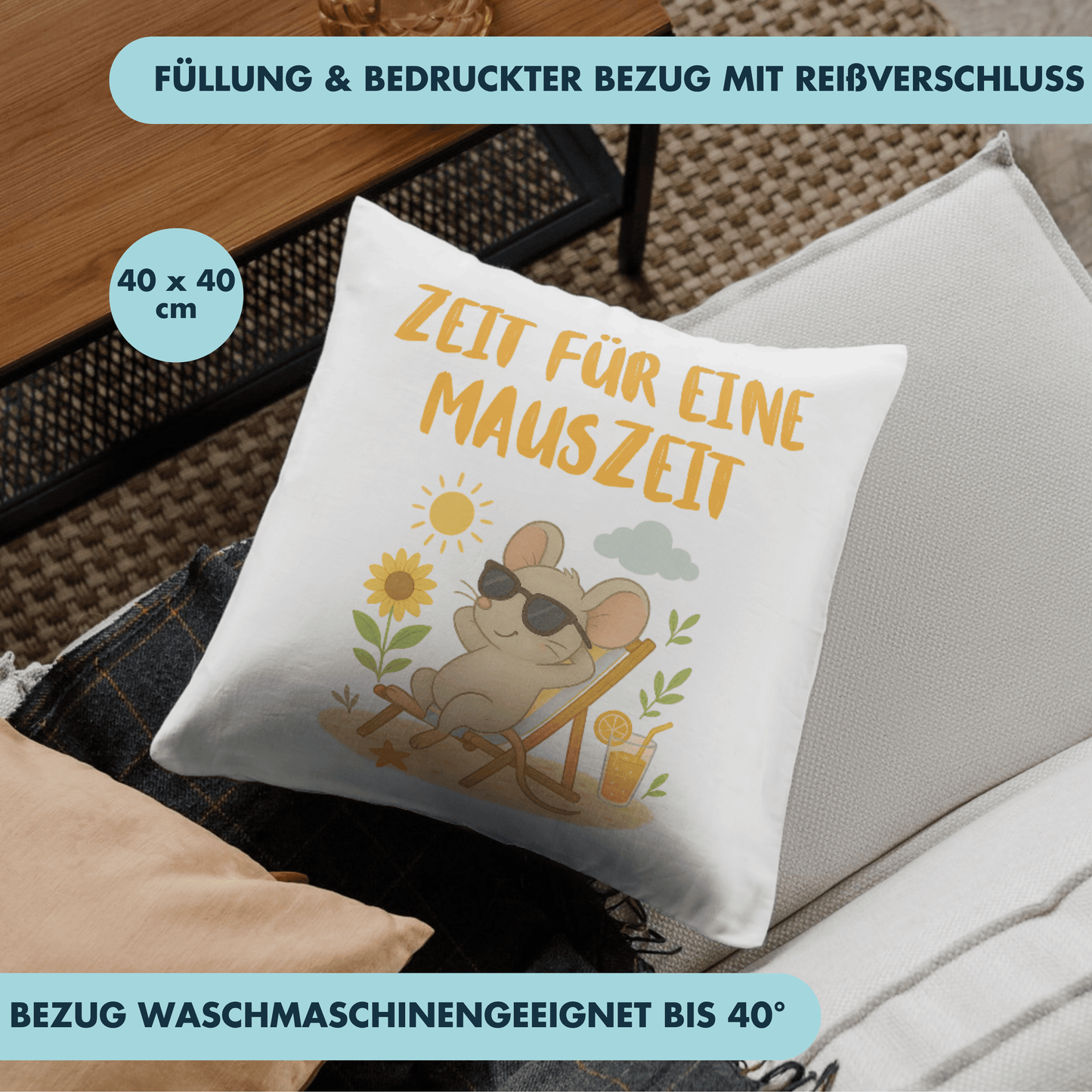 Zeit Für Eine Mauszeit Wortspiel Deko Kissen