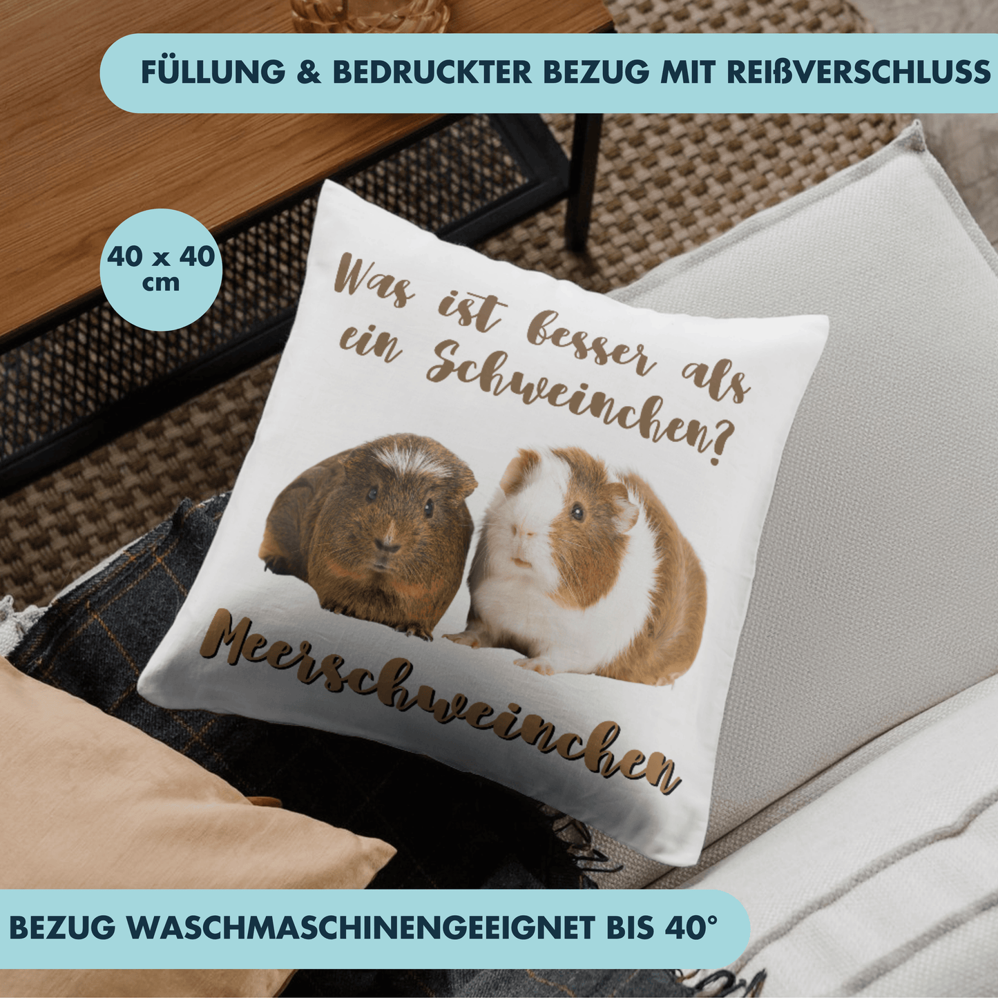 Was Ist Besser Als Ein Schweinchen? Meerschweinchen Wortspiel Deko Kissen