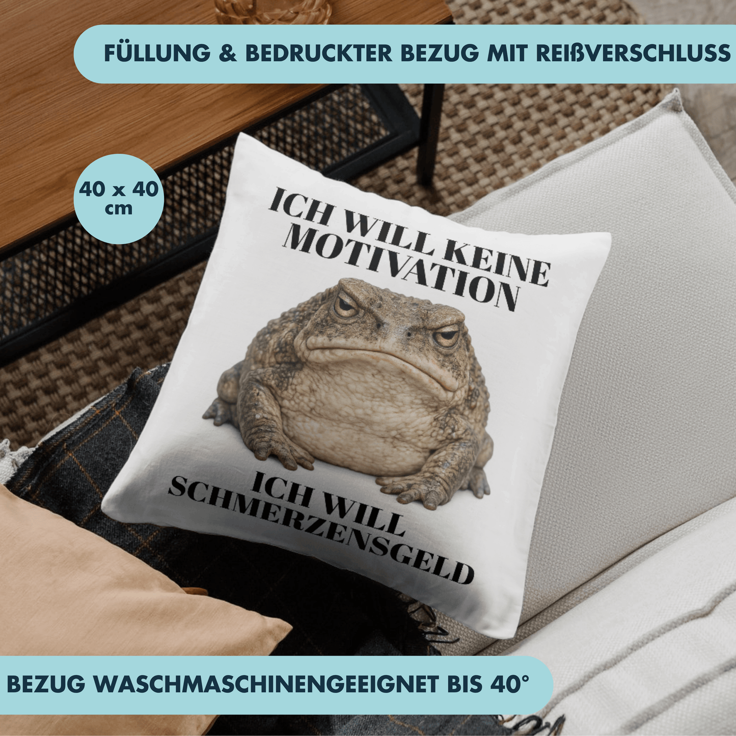 Ich Will Keine Motivation Ich Will Schmerzensgeld Deko Kissen