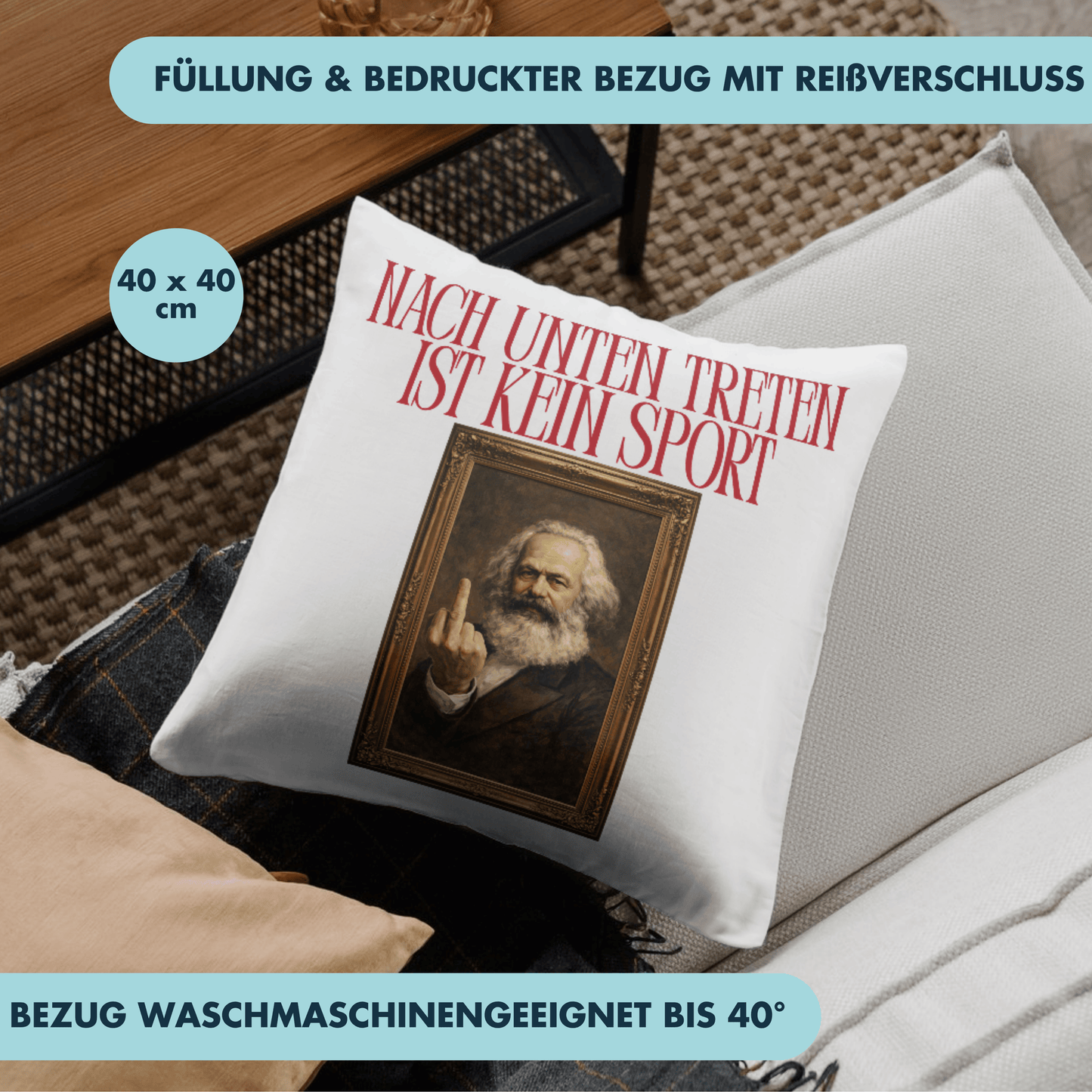 Nach Unten Treten Ist Kein Sport Karl Marx Deko Kissen