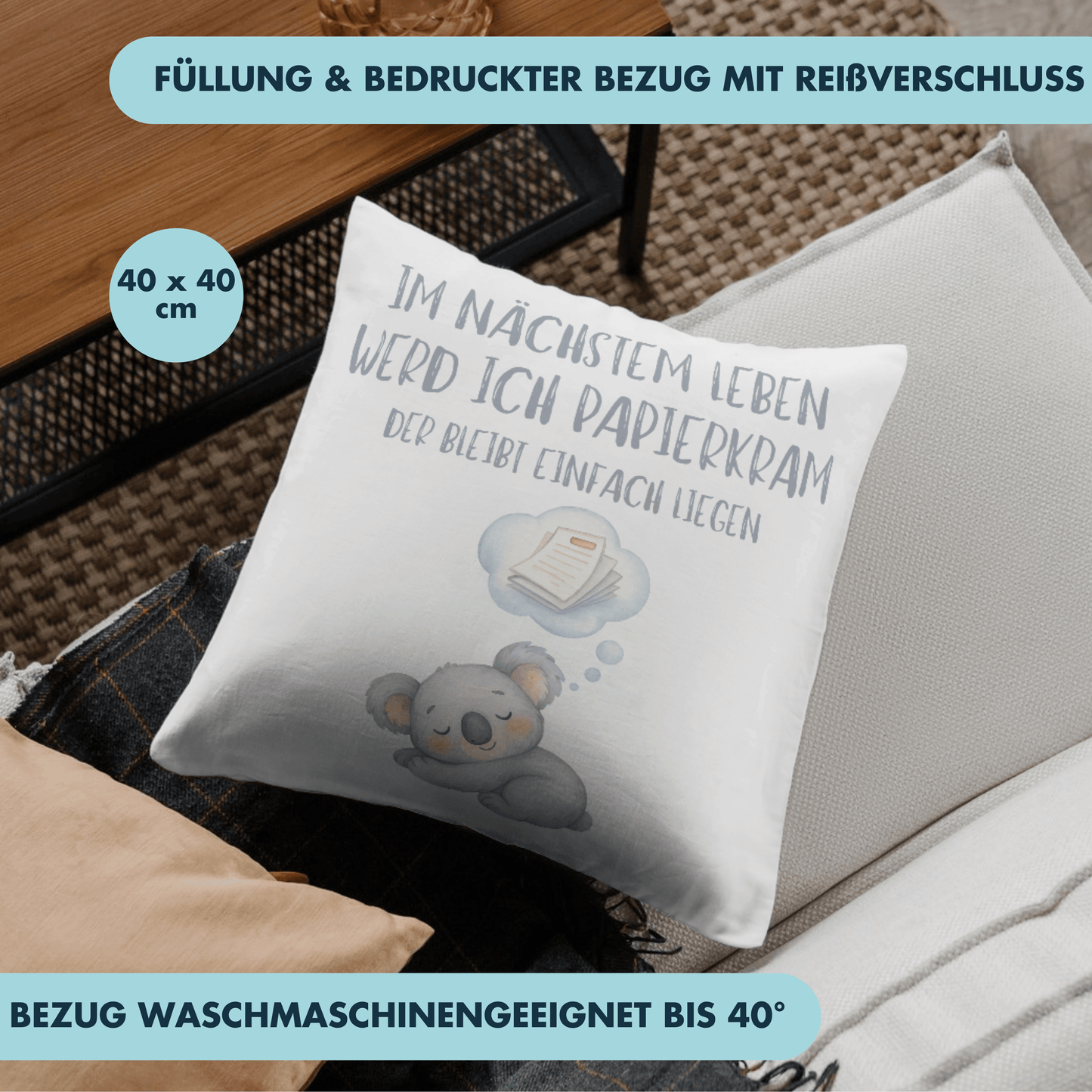 Im Nächsten Leben Werd Ich Papierkram Der Bleibt Einfach Liegen Deko Kissen