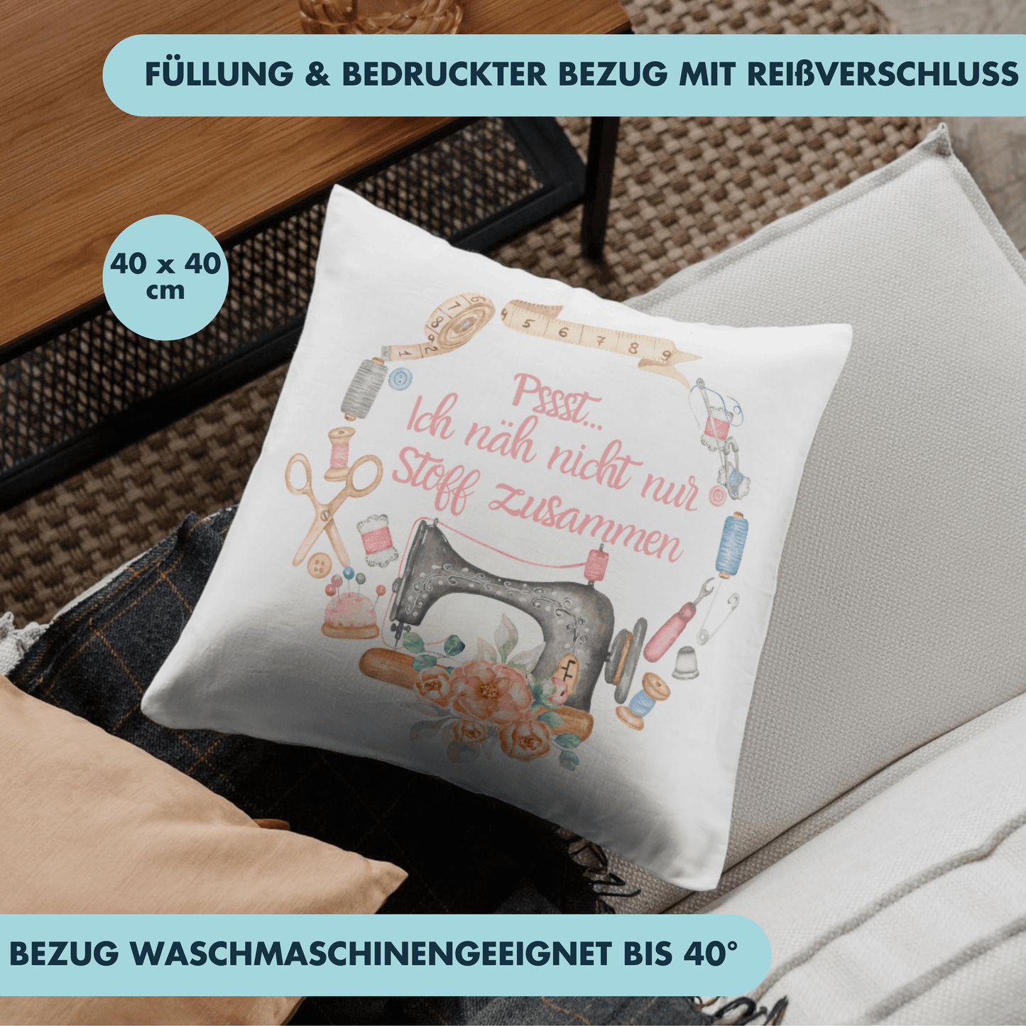 Pssst Ich Näh Nicht Nur Stoff Zusammen Nähmaschine Deko Kissen