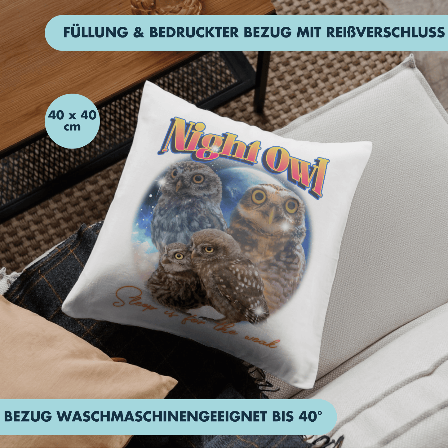 Night Owl Sleep is for The Weak Eule Deko Kissen