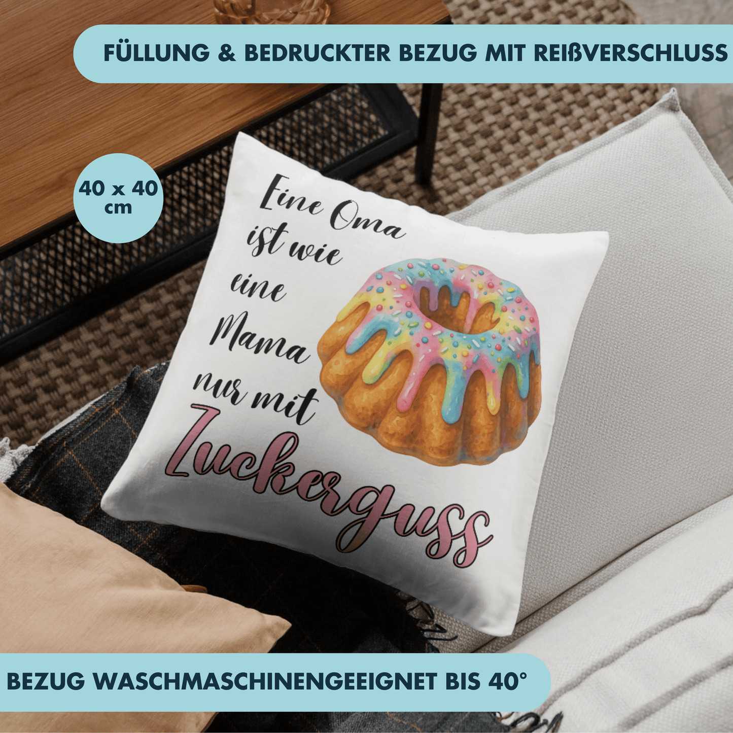 Eine Oma Ist Wie Eine Mama Nur Mit Zuckerguss Deko Kissen