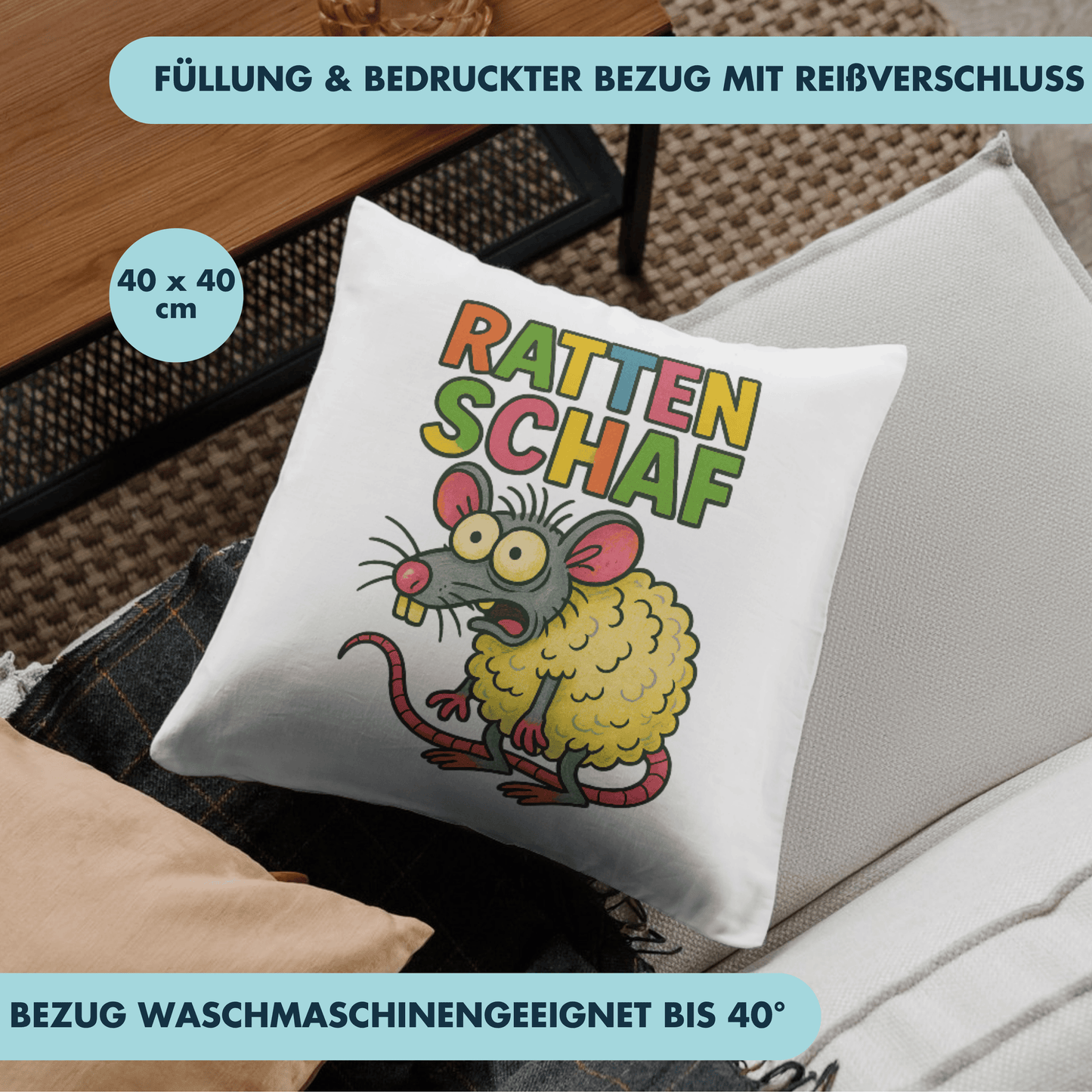 Rattenschaf Ratte Im Schafspelz Deko Kissen