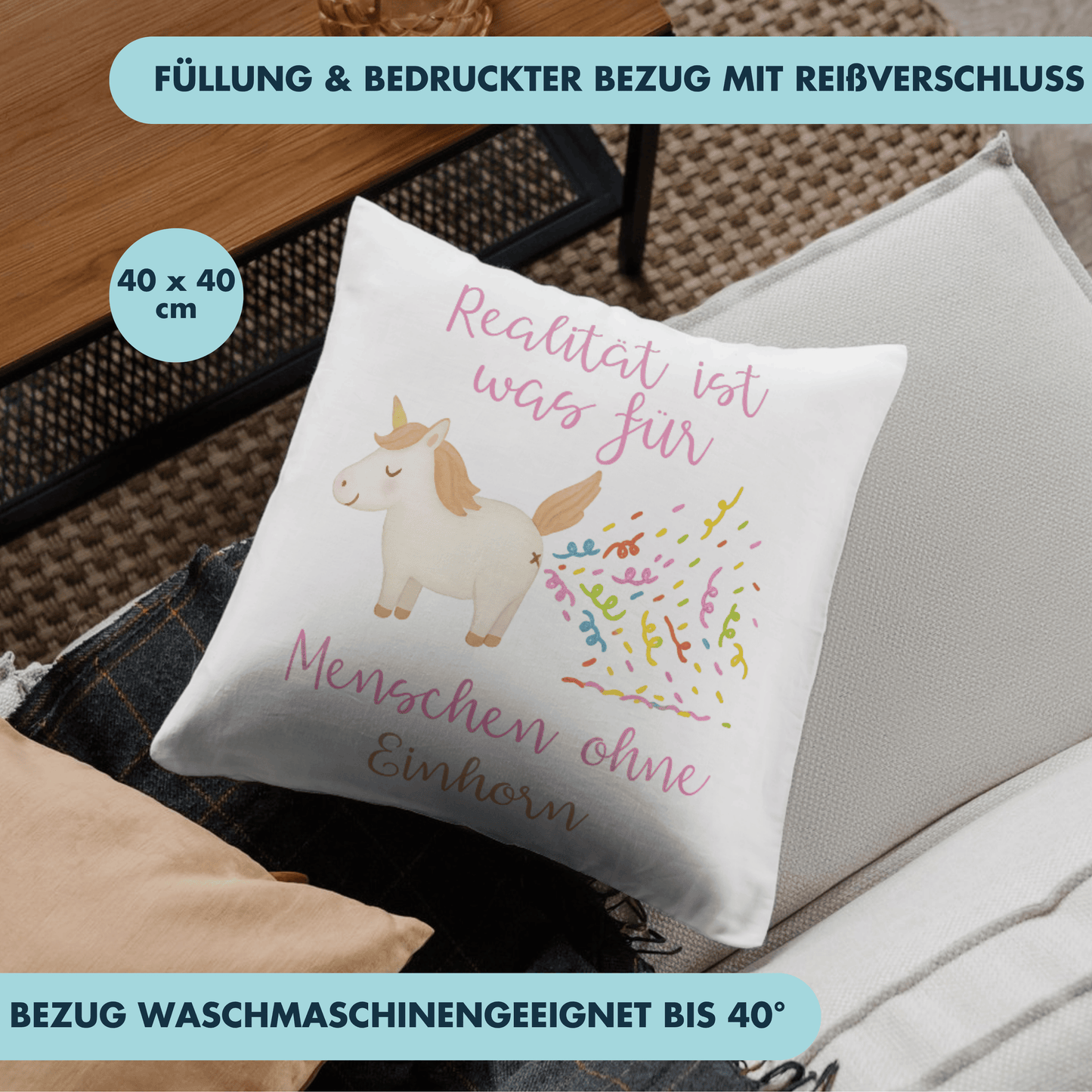 Realität Ist Was Für Menschen Ohne Einhorn Deko Kissen