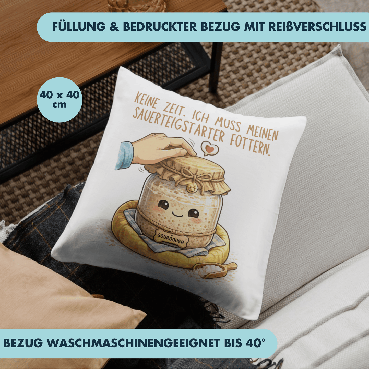 Keine Zeit Ich Muss Meinen Sauerteigstarter Füttern Brot Backen Deko Kissen