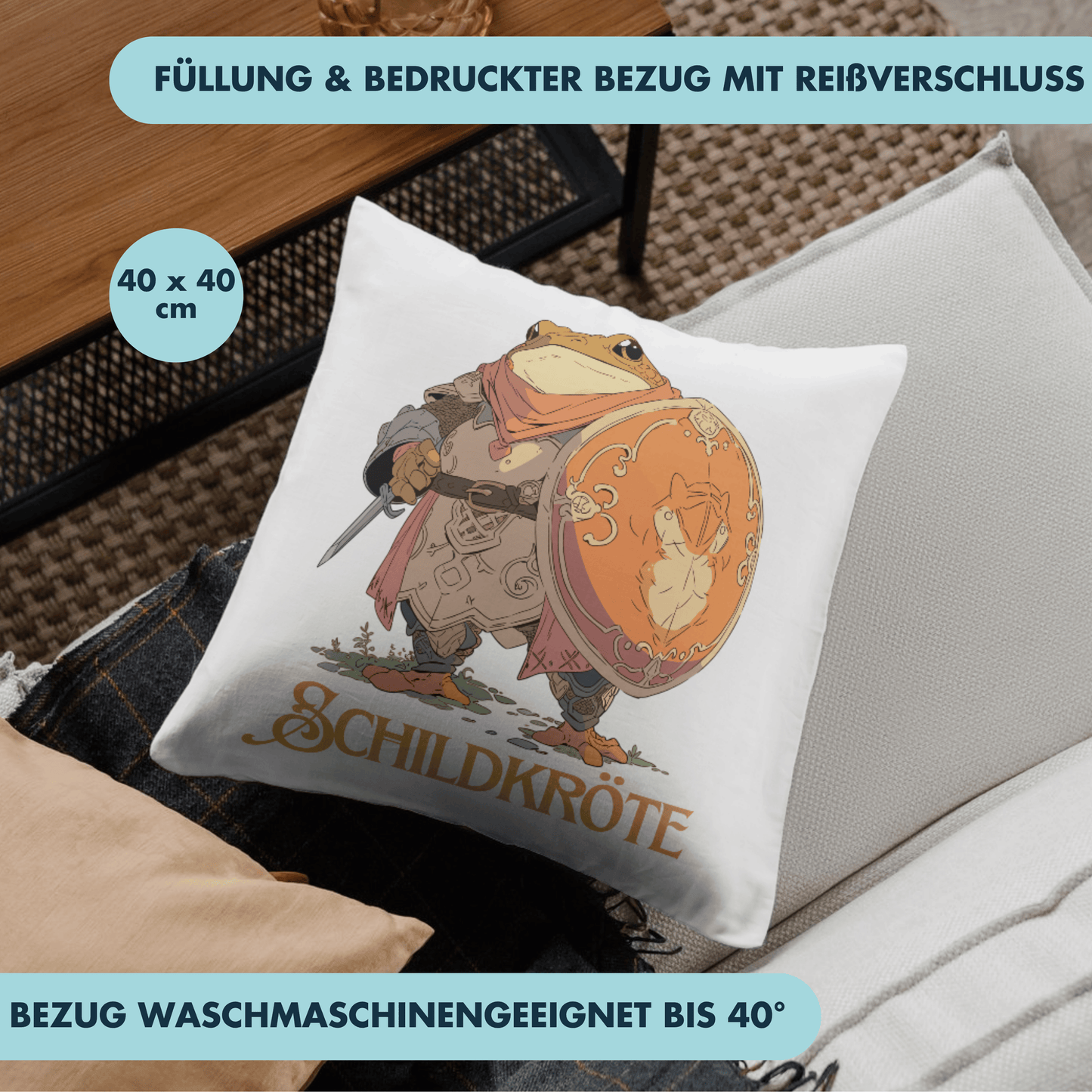 Schildkröte Wortspiel Kröte Mit Schild Deko Kissen