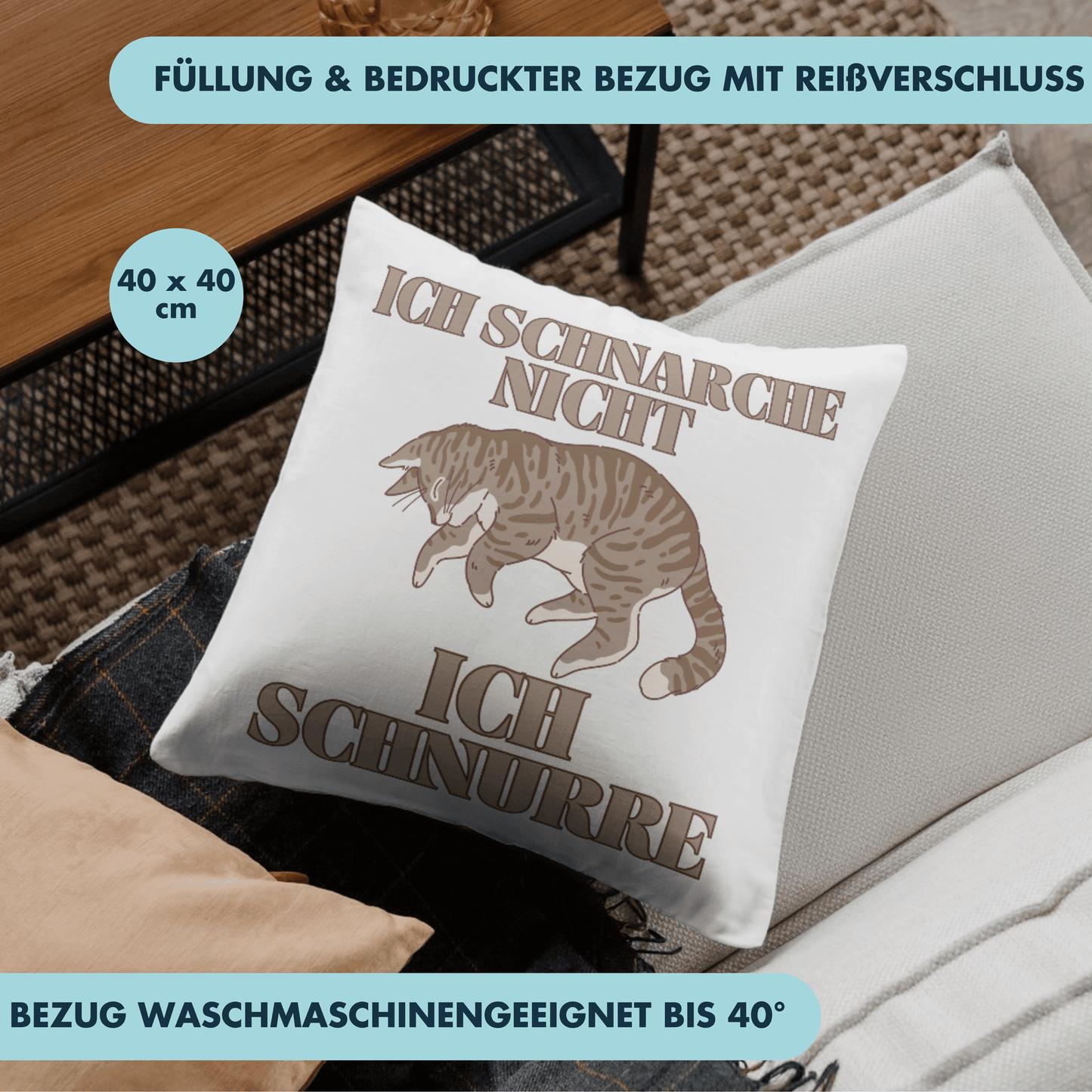 Ich Schnarche Nicht Ich Schnurre Katze Deko Kissen
