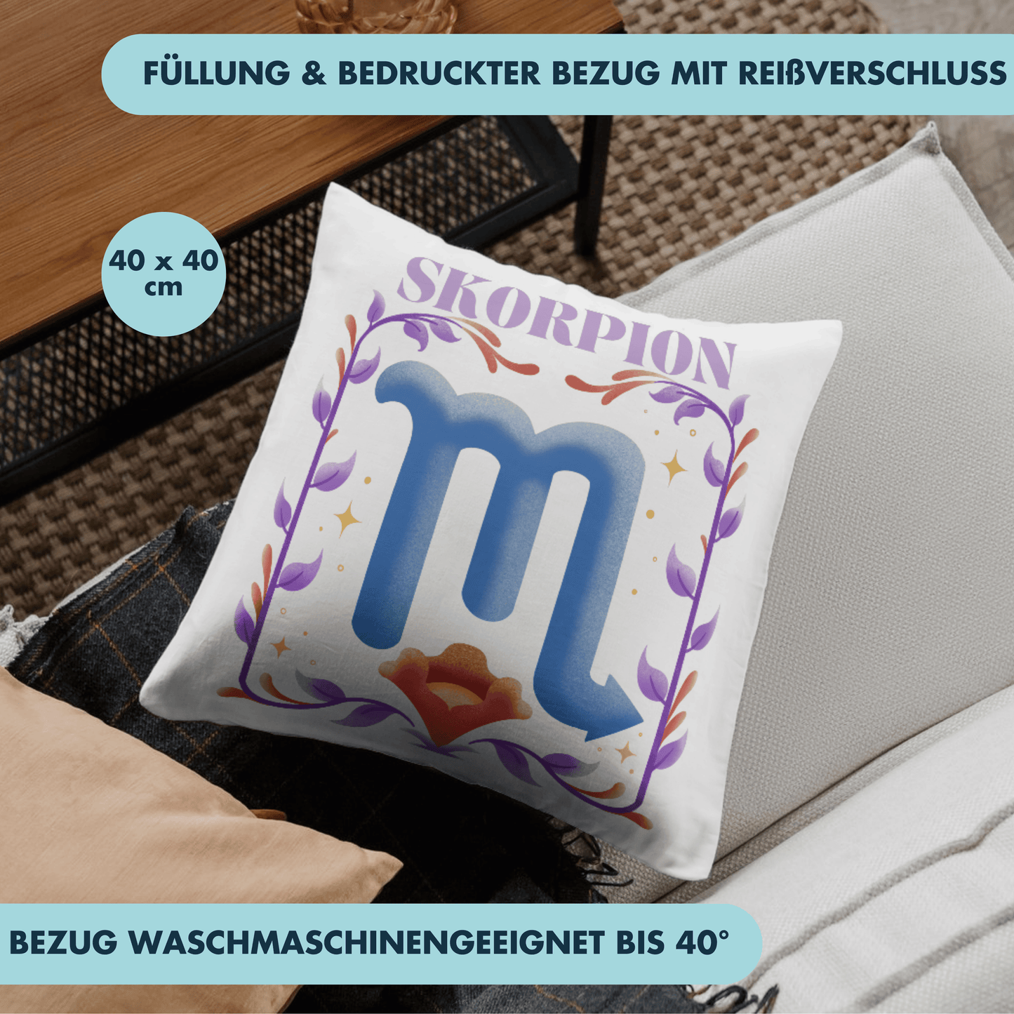 Skorpion Scorpio Sternzeichen Deko Kissen