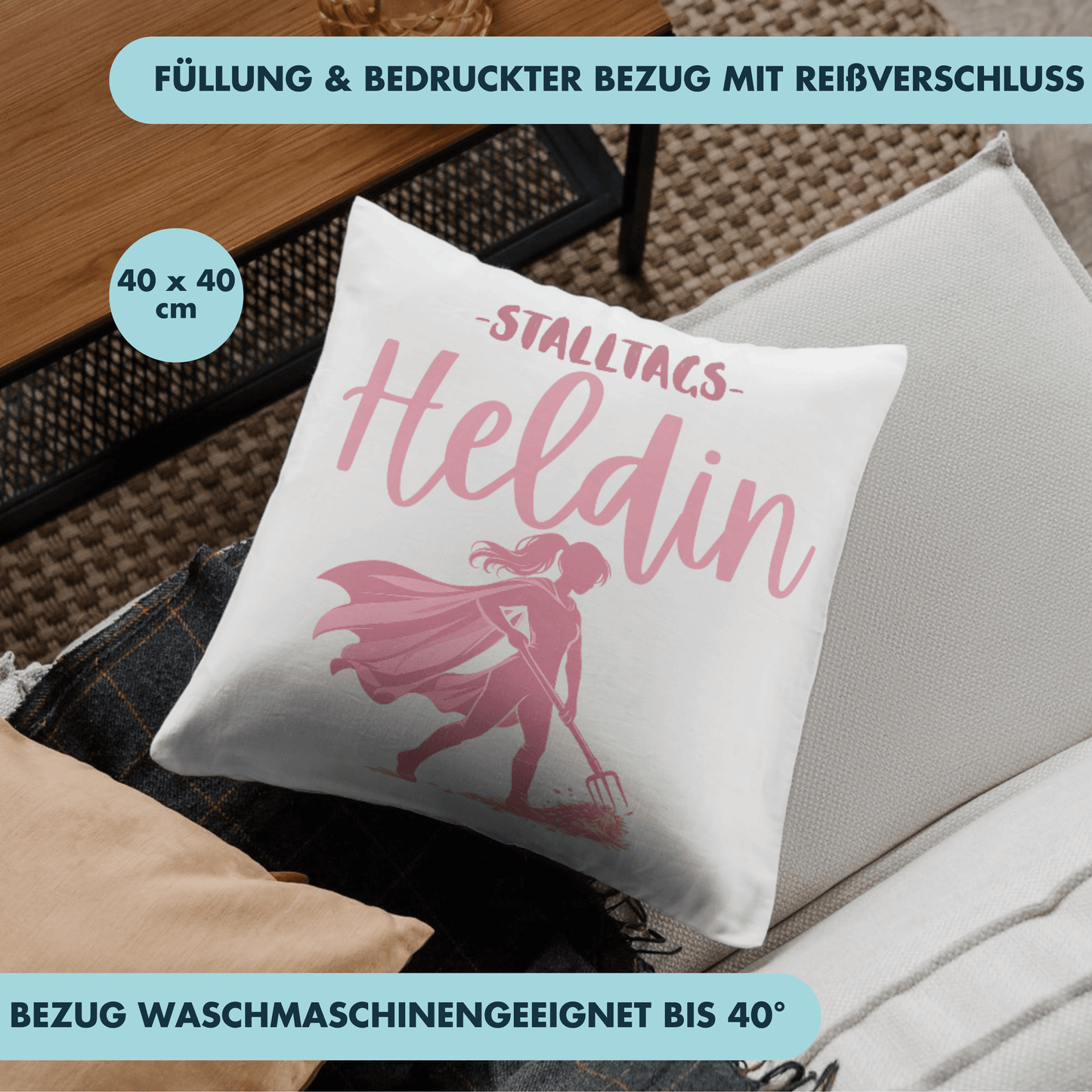 Stalltagsheldin Reiten Deko Kissen