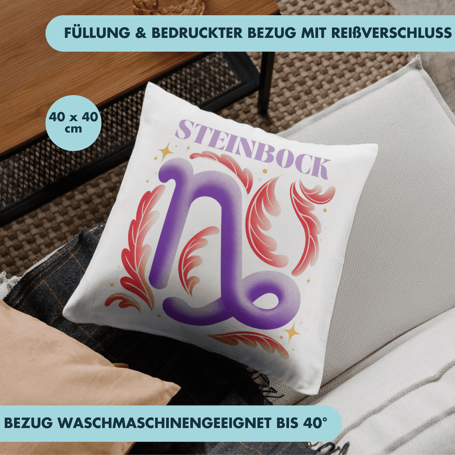 Steinbock Capricorn Sternzeichen Deko Kissen
