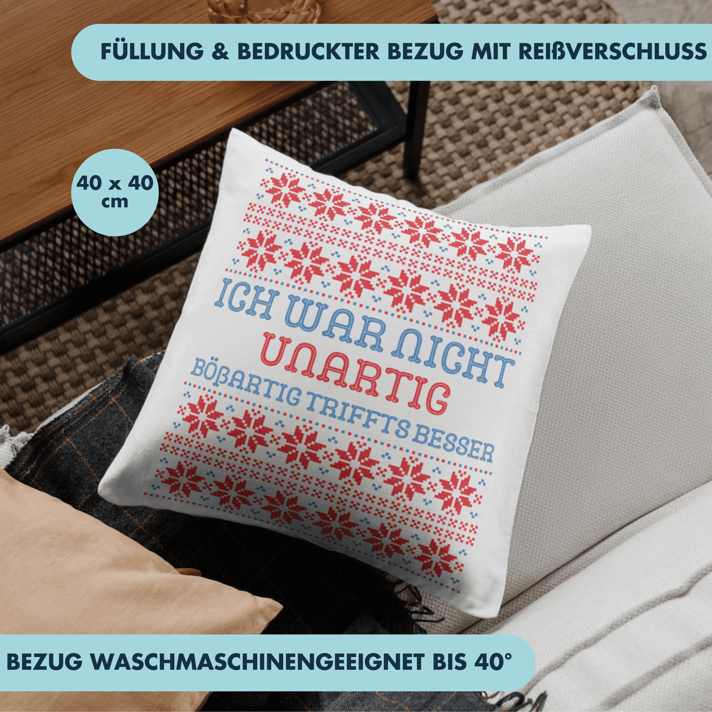Ich War Nicht Unartig Bößartig Triffts Besser Weihnachten Deko Kissen