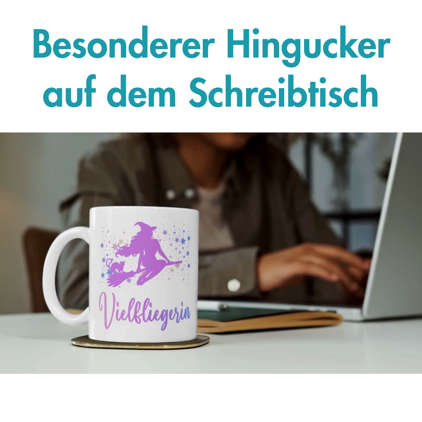 Vielfliegerin Hexe Besen Urlaub Kaffee Tasse