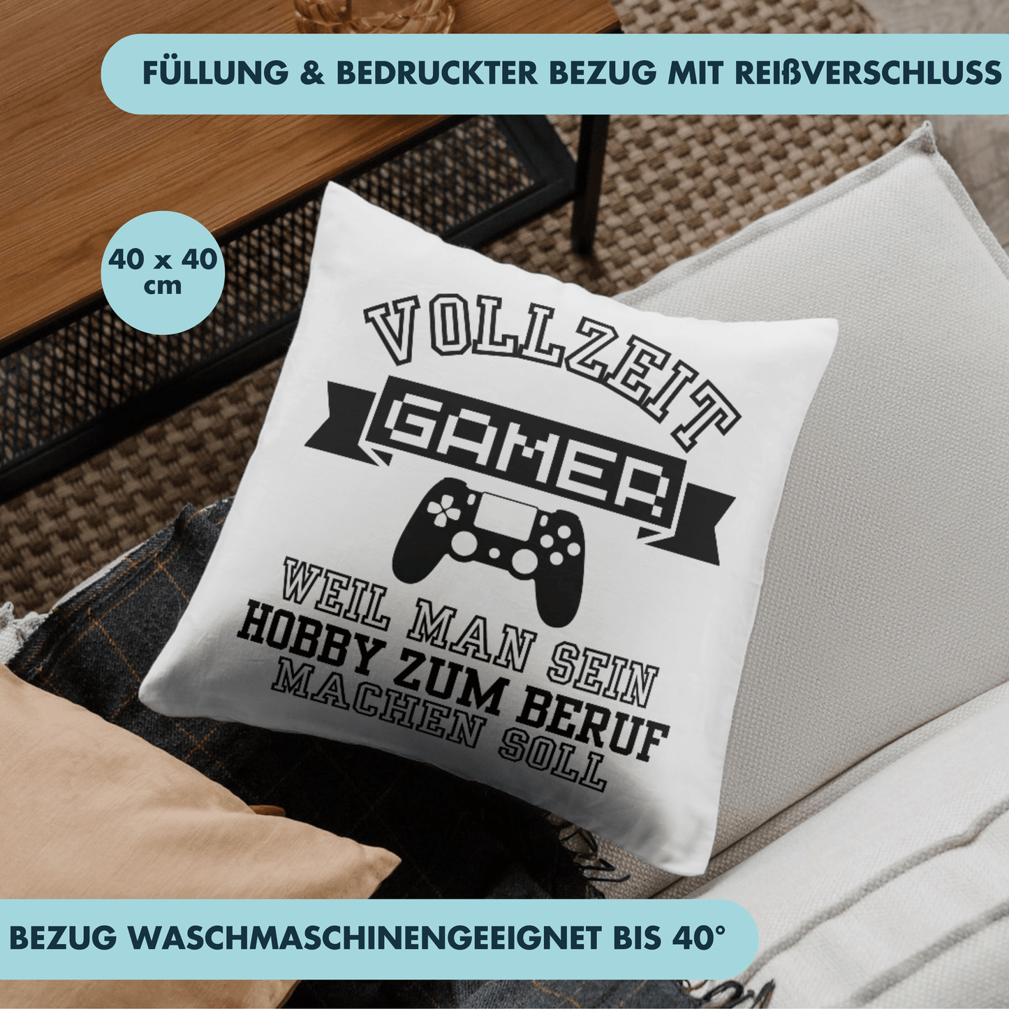 Vollzeit Gamer Weil Man Sein Hobby Zum Beruf Machen Soll Deko Kissen