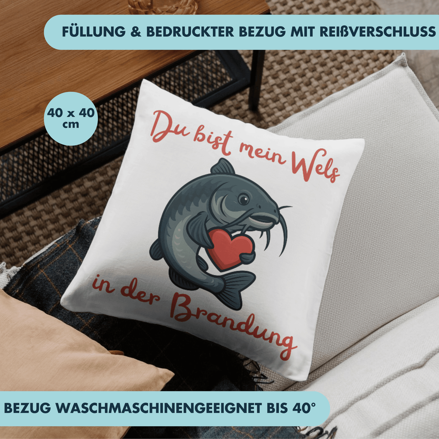 Du Bist Mein Wels In Der Brandung Liebe Deko Kissen