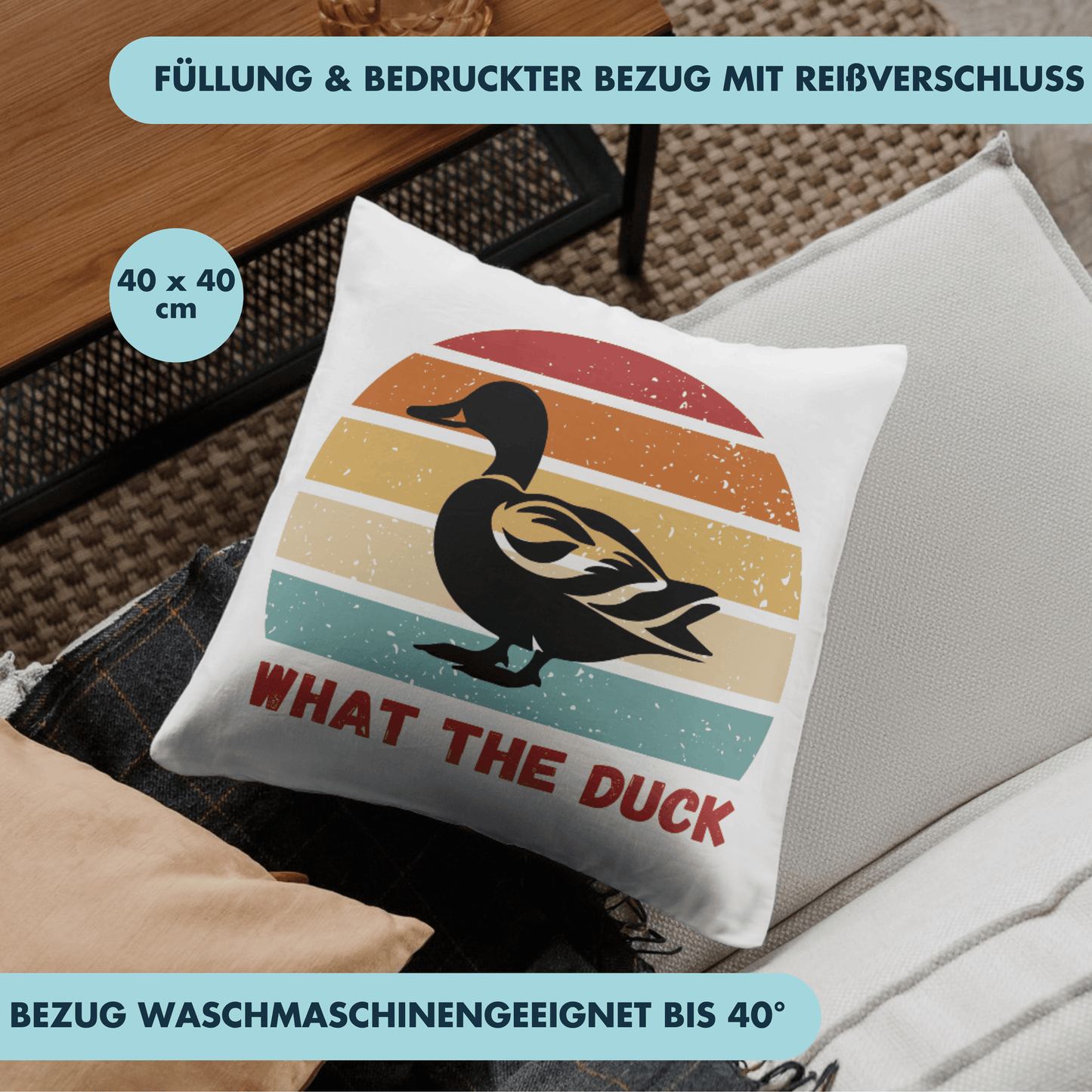 What The Duck Fuck WTF Deko Kissen