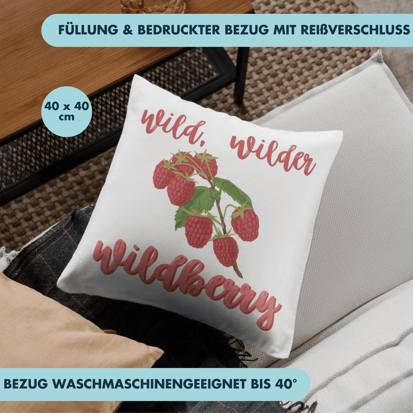Wild Wilder Wildberry Beeren Cocktail Deko Kissen