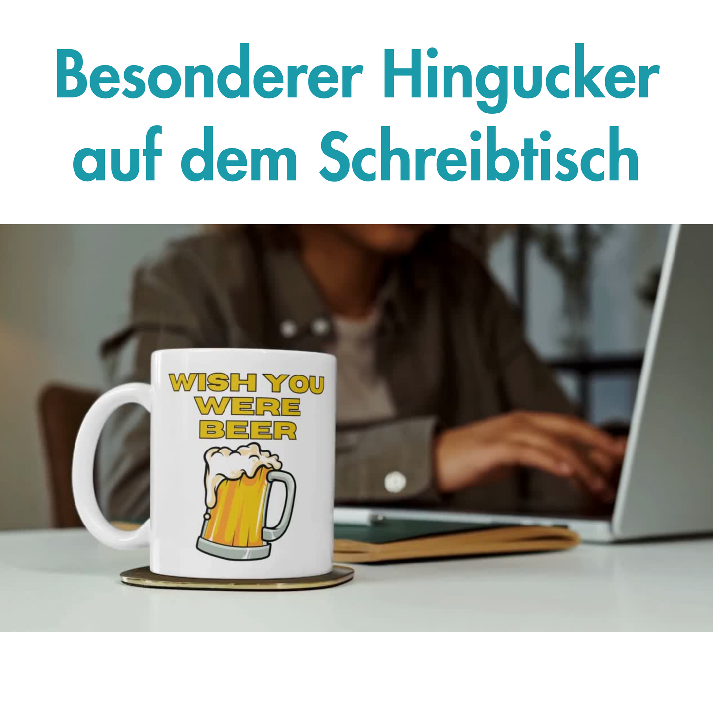 Wish You Were Beer Bier Arbeit Büro Feierabend Kaffee Tasse
