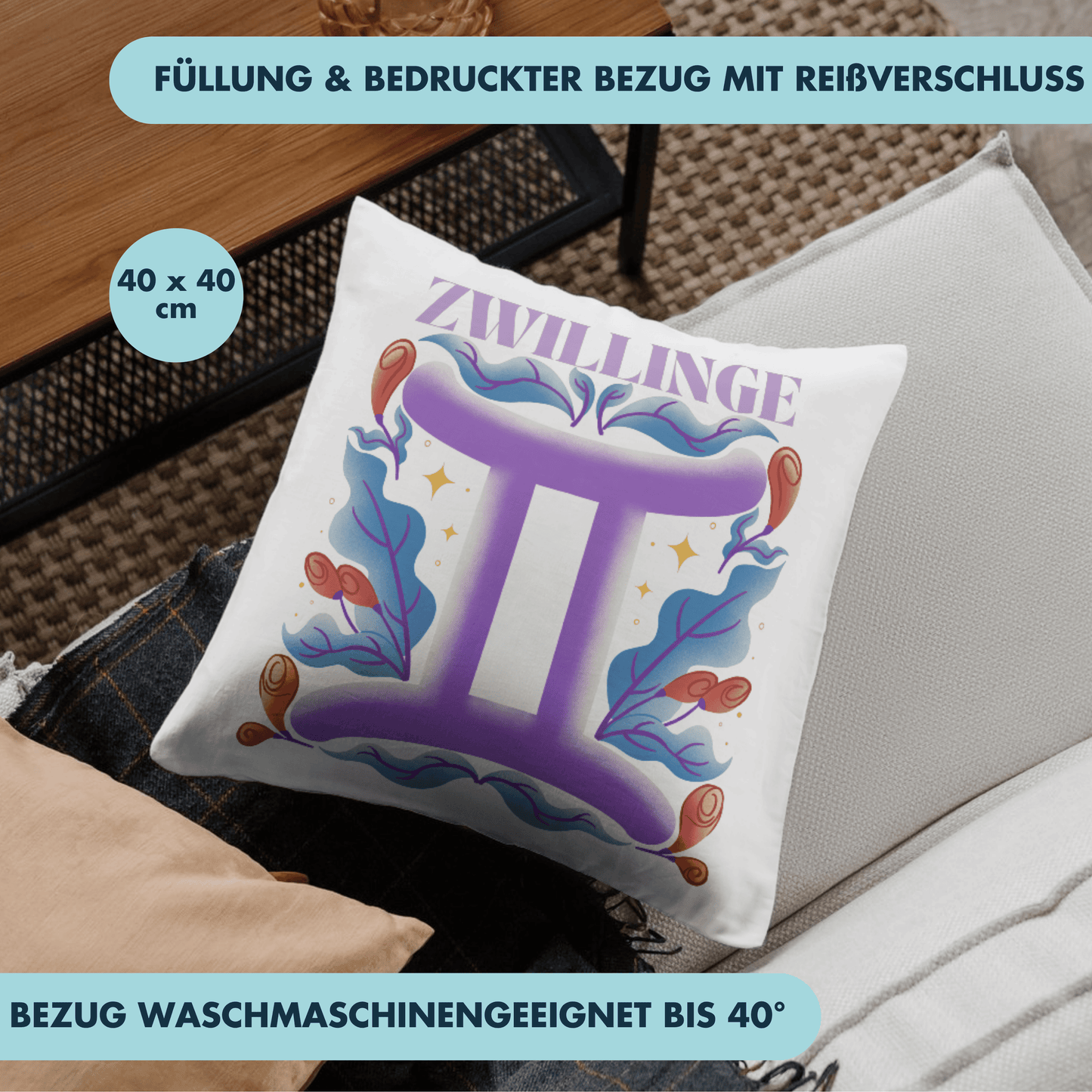 Zwillinge Zwilling Gemini Sternzeichen Deko Kissen