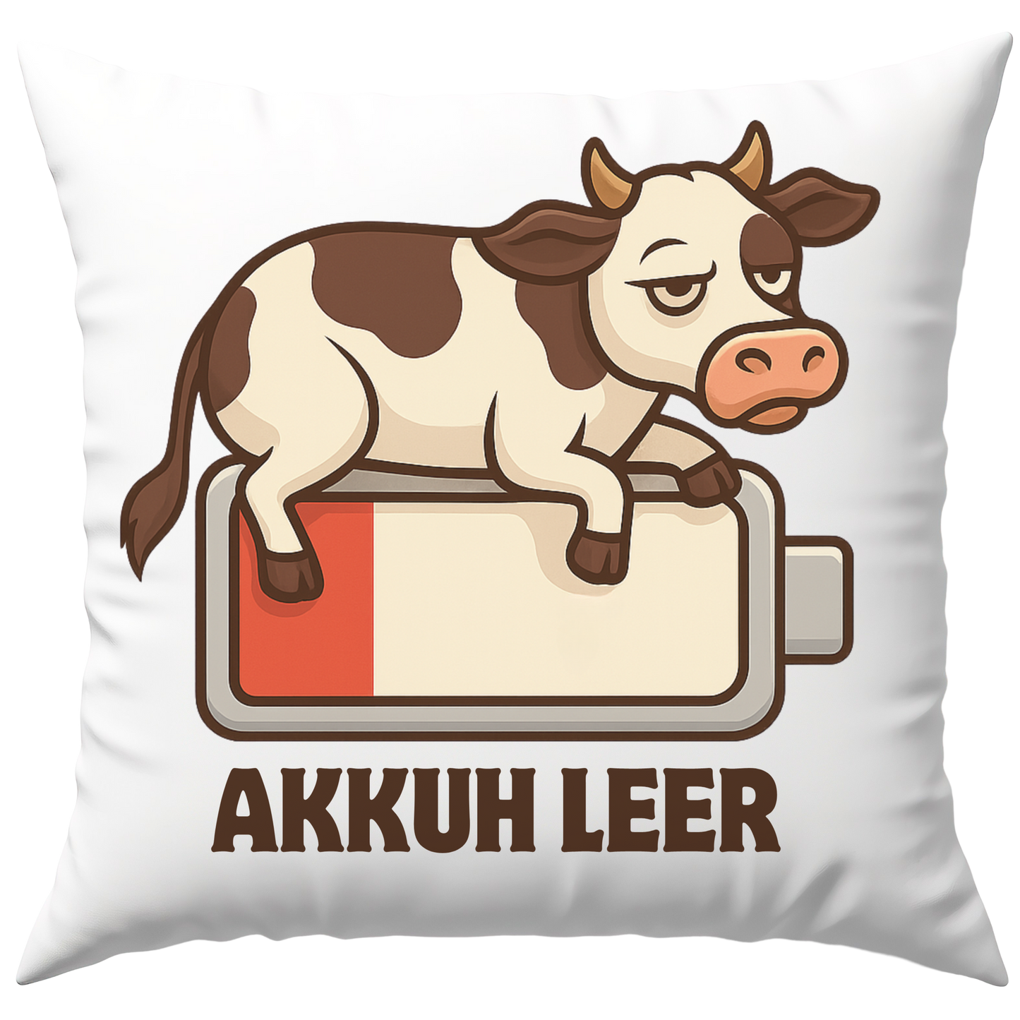 Akkuh Leer Kuh Akku Wortspiel Deko Kissen