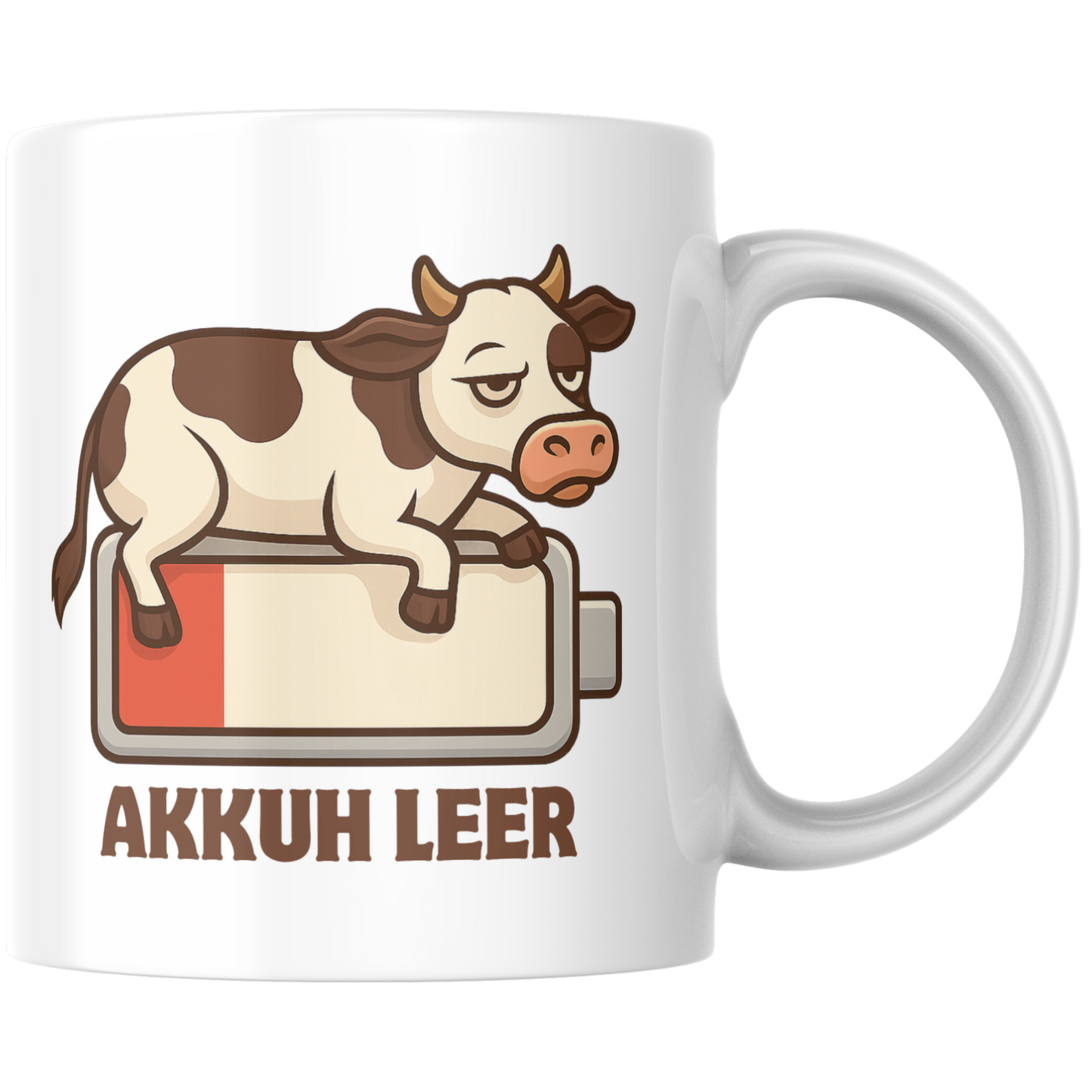 Akkuh Leer Kuh Akku Wortspiel Kaffee Tasse
