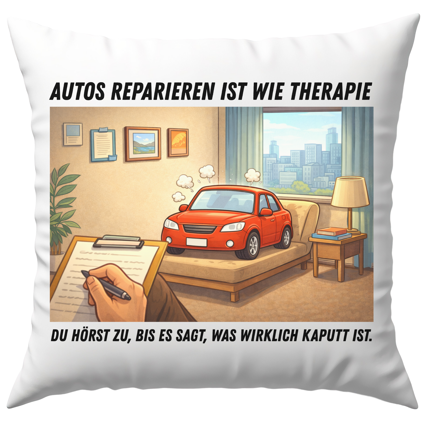 Autos Reparieren Ist Wie Therapie KFZ-Mechatroniker Deko Kissen