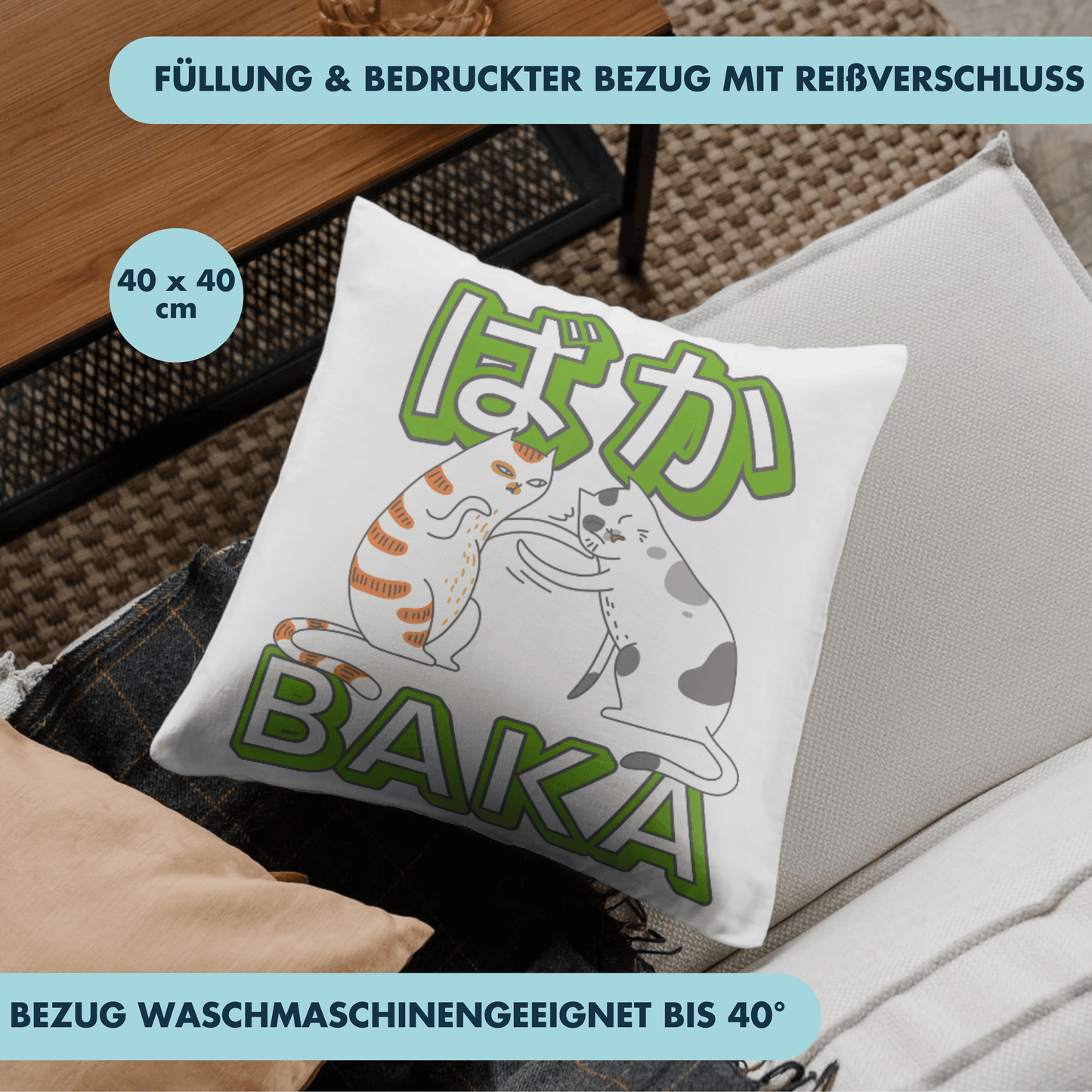 Baka Katzen Backpfeife Anime Deko Kissen