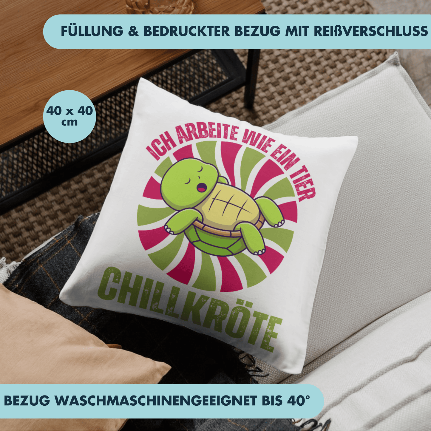 Ich Arbeite Wie Ein Tier Chillkröte Schildkröte Deko Kissen