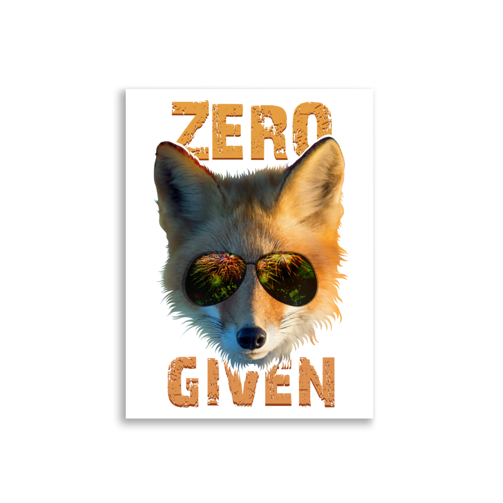 Zero Fox Fuchs mit Sonnenbrille Wortspiel Kunstdruck Poster