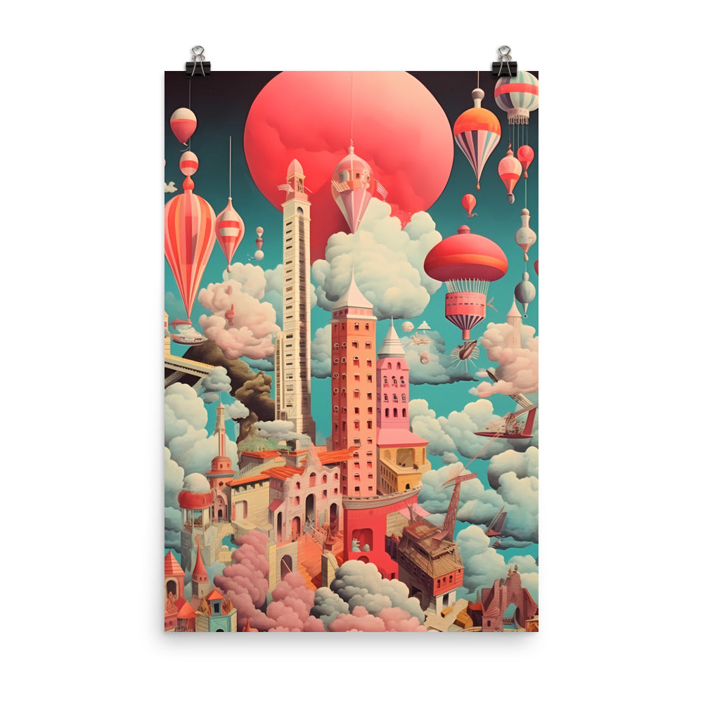 Wolkenstadt Surrealismus Kunstdruck Fantasie Poster